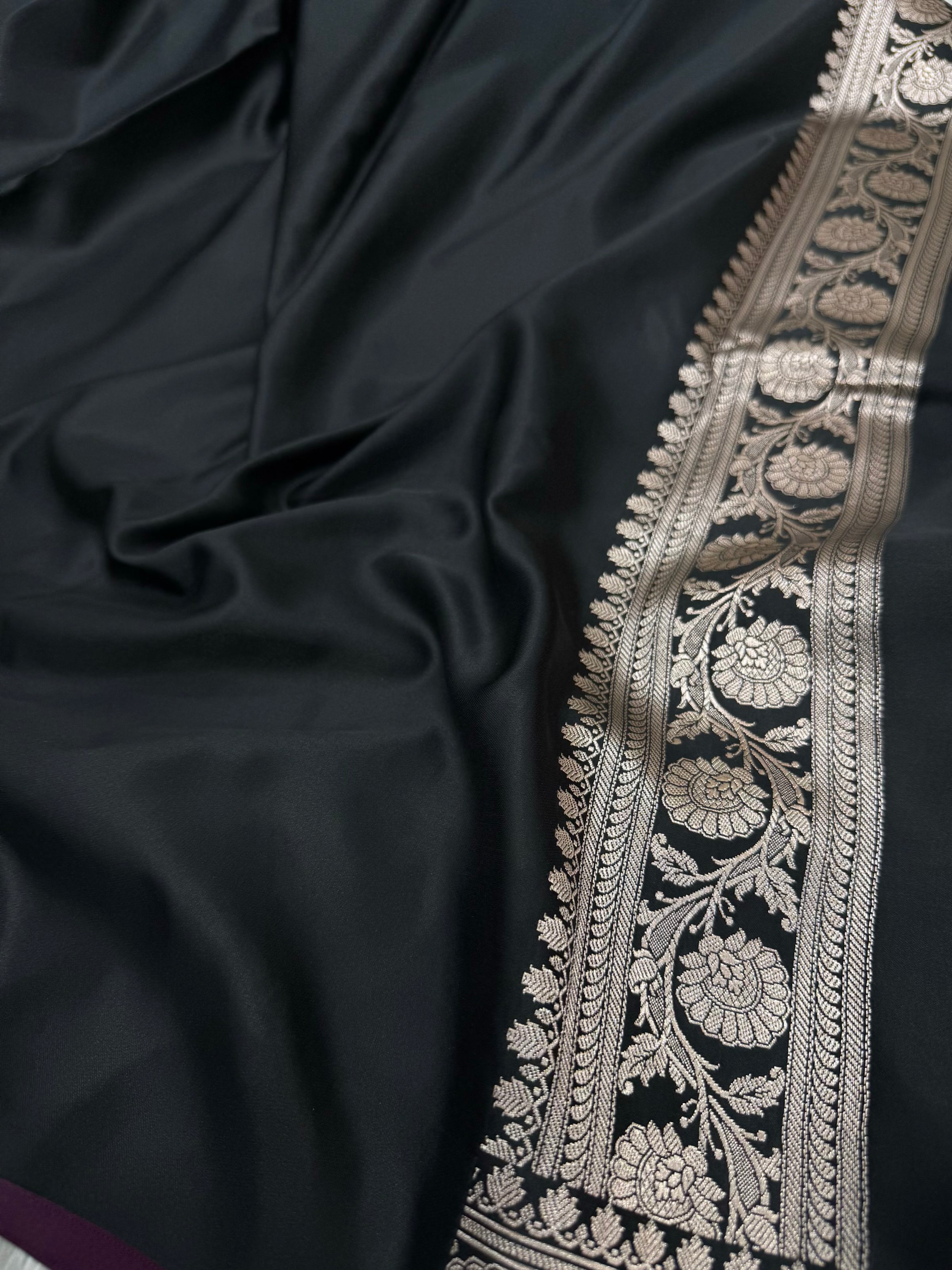 Black Shades Floral Mashru Silk Saree MSM 71