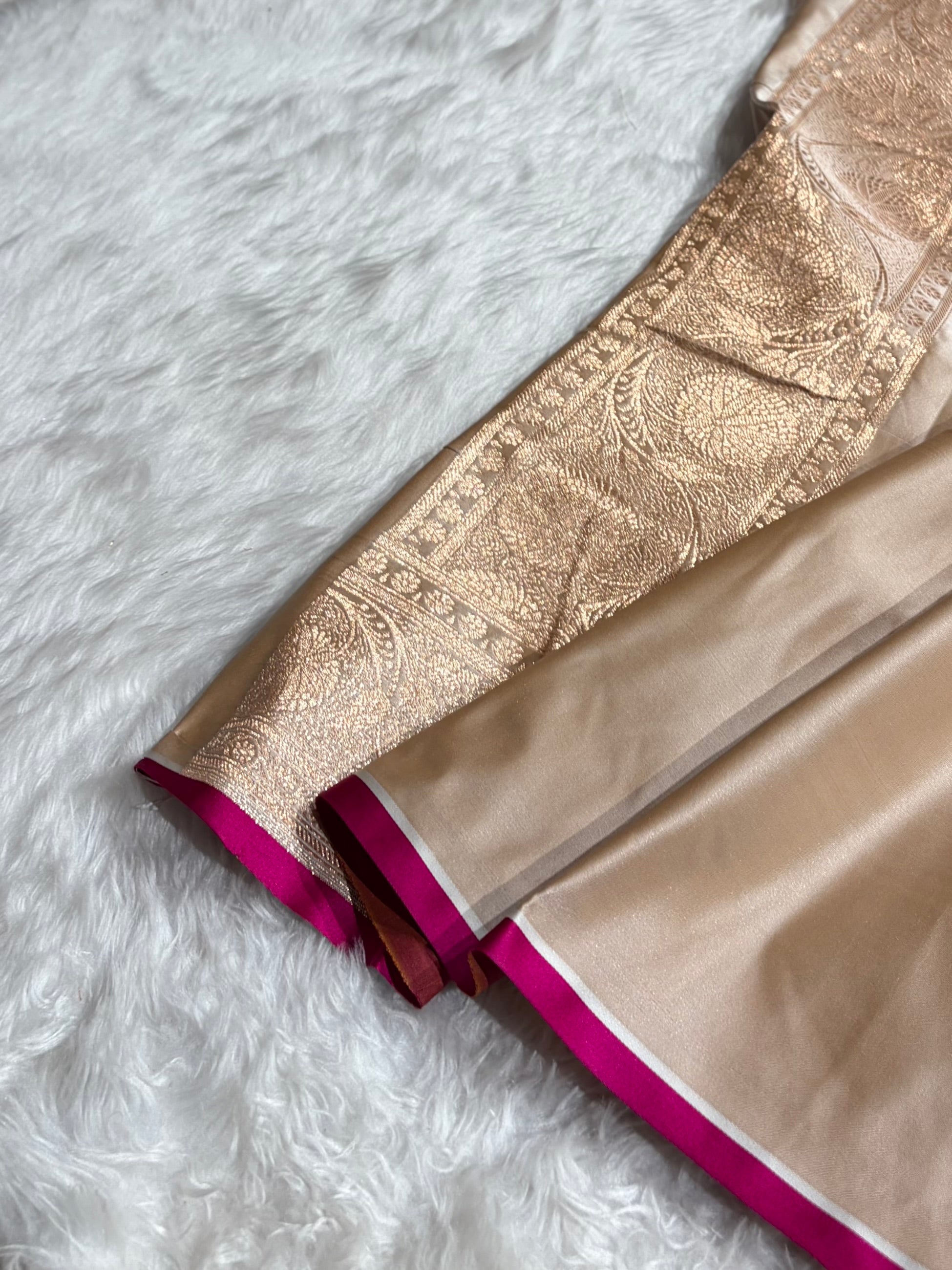 Tusser Banarasi Jaal With Gotta Patti Satin Katan Silk Saree SKGP06