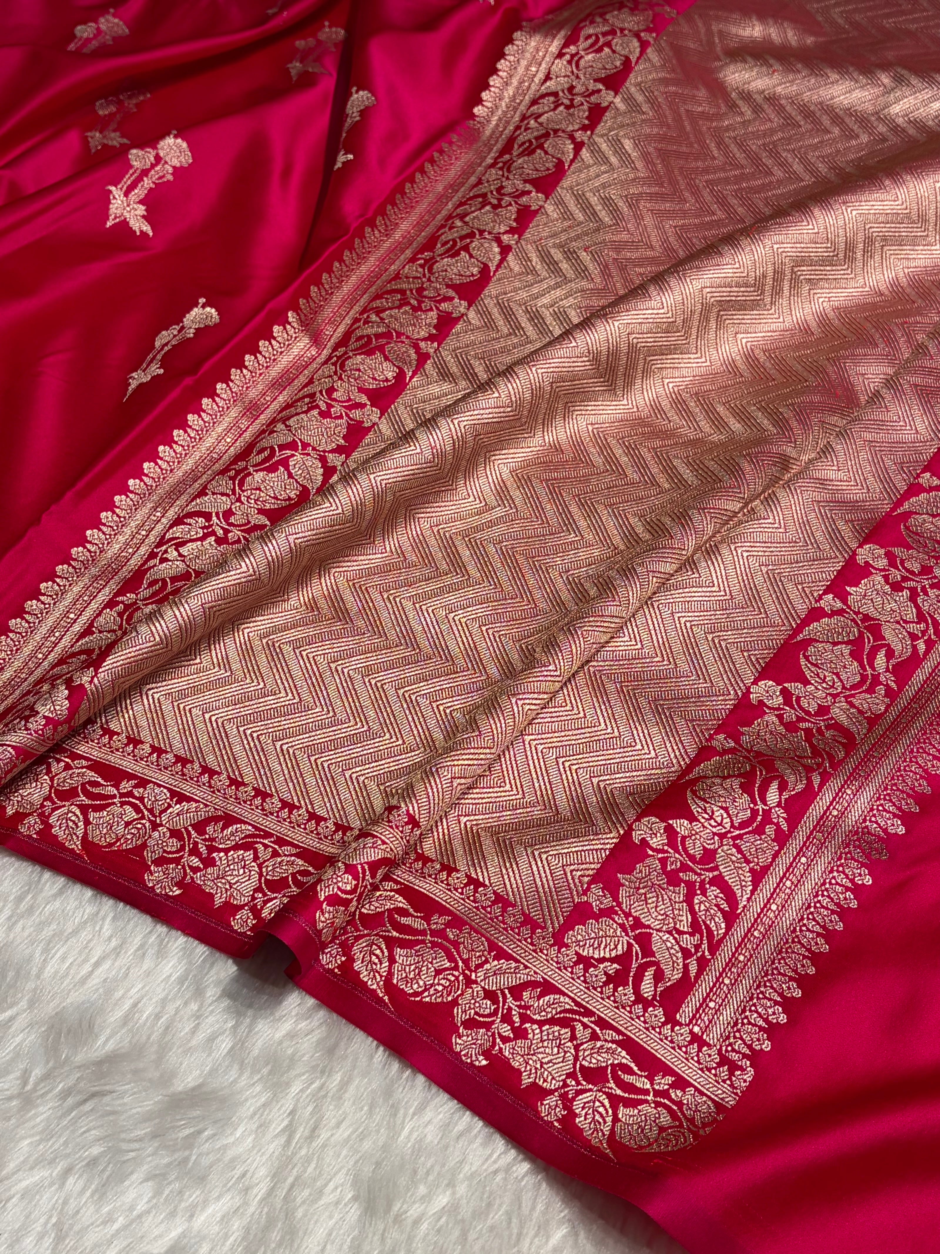 Cross Rani Boota With Floral Border Mashru Silk Saree MSM-92