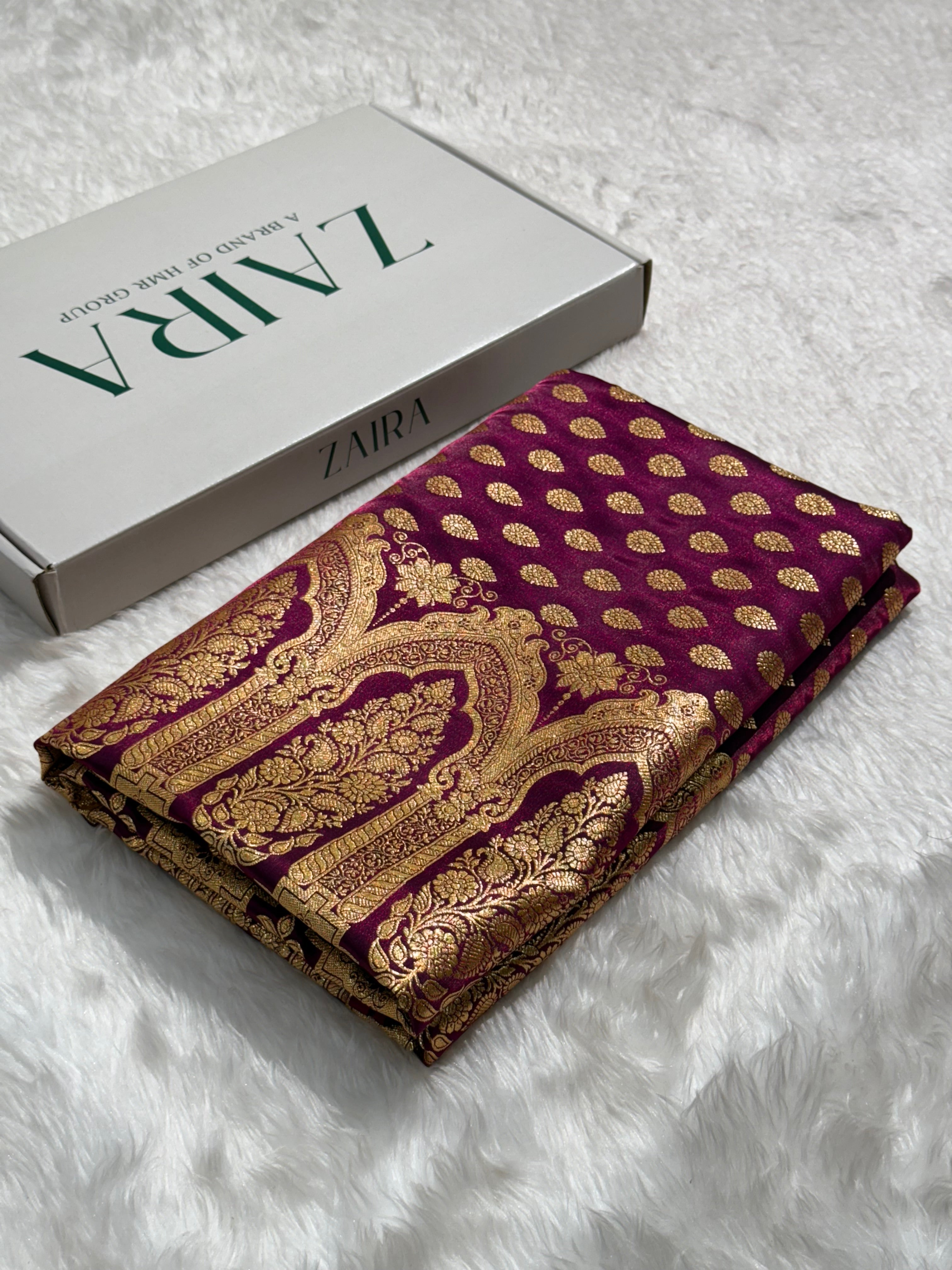 Light Weight Satin Silk booti in Wine Shades SS02