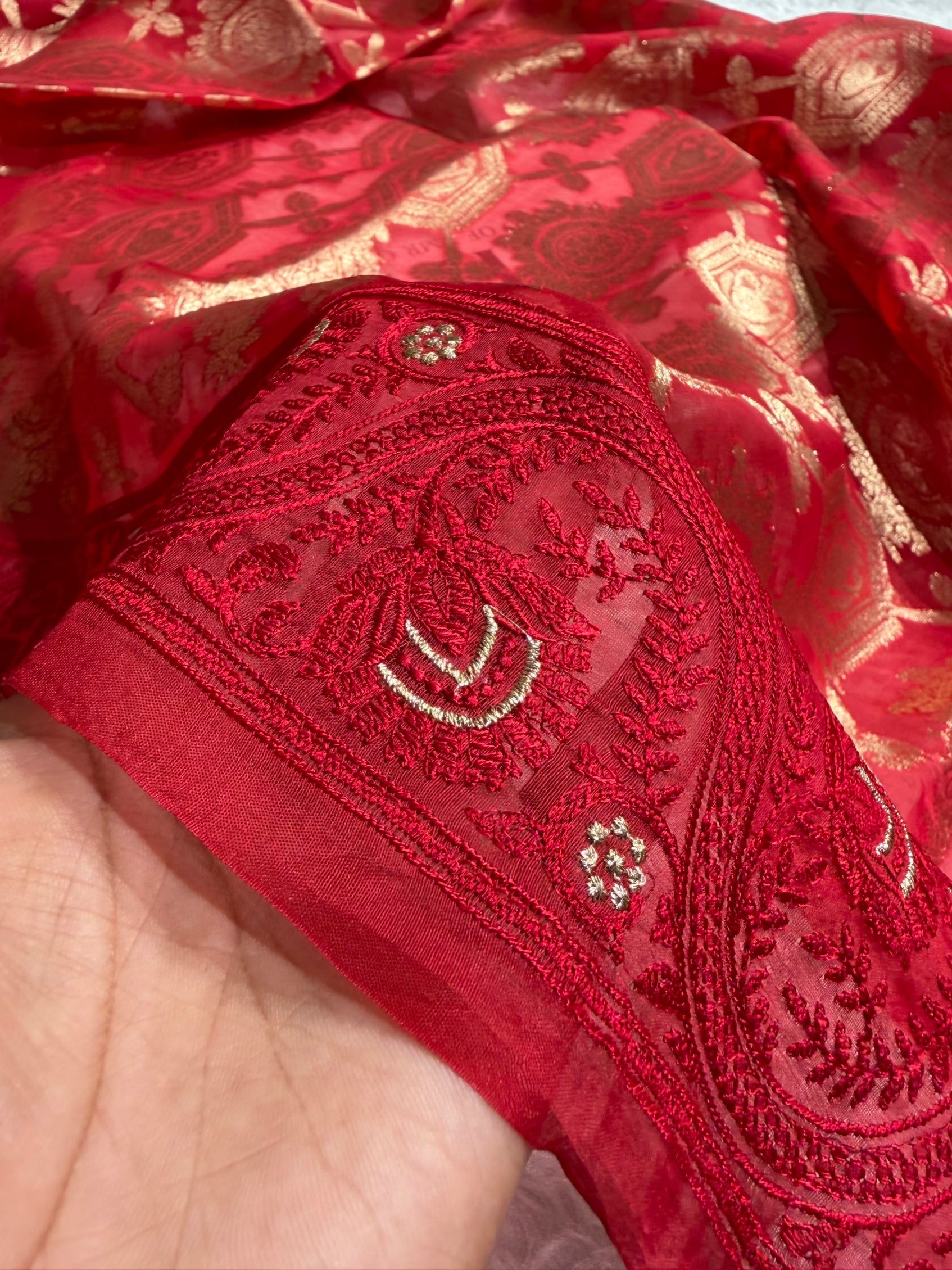 Banarasi Pure Organza Red Shades Banarasi Silk Saree PO-39