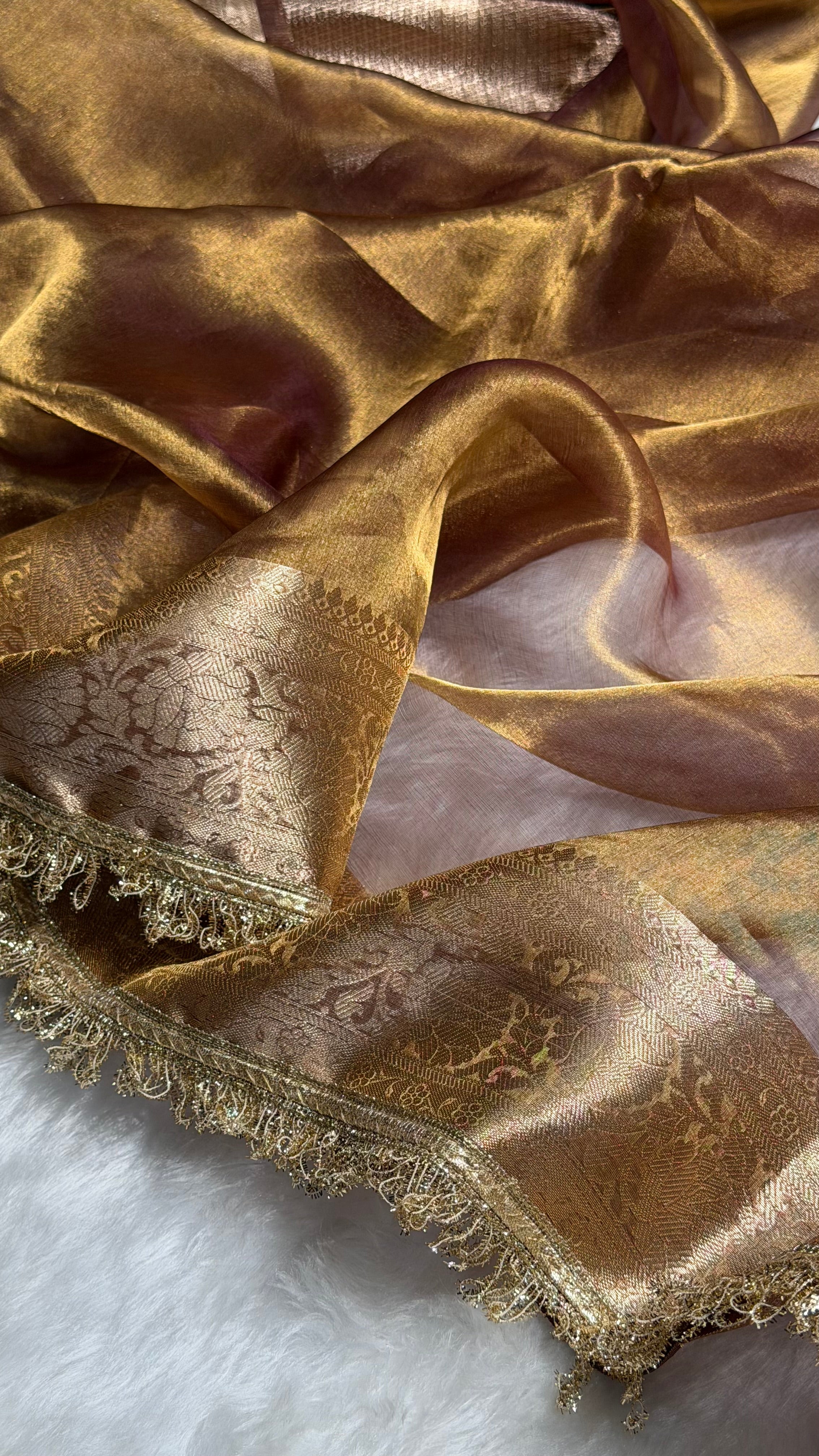 Cheeku Shade Pure Tissue Silk Saree with Gota Patti PTGP-17