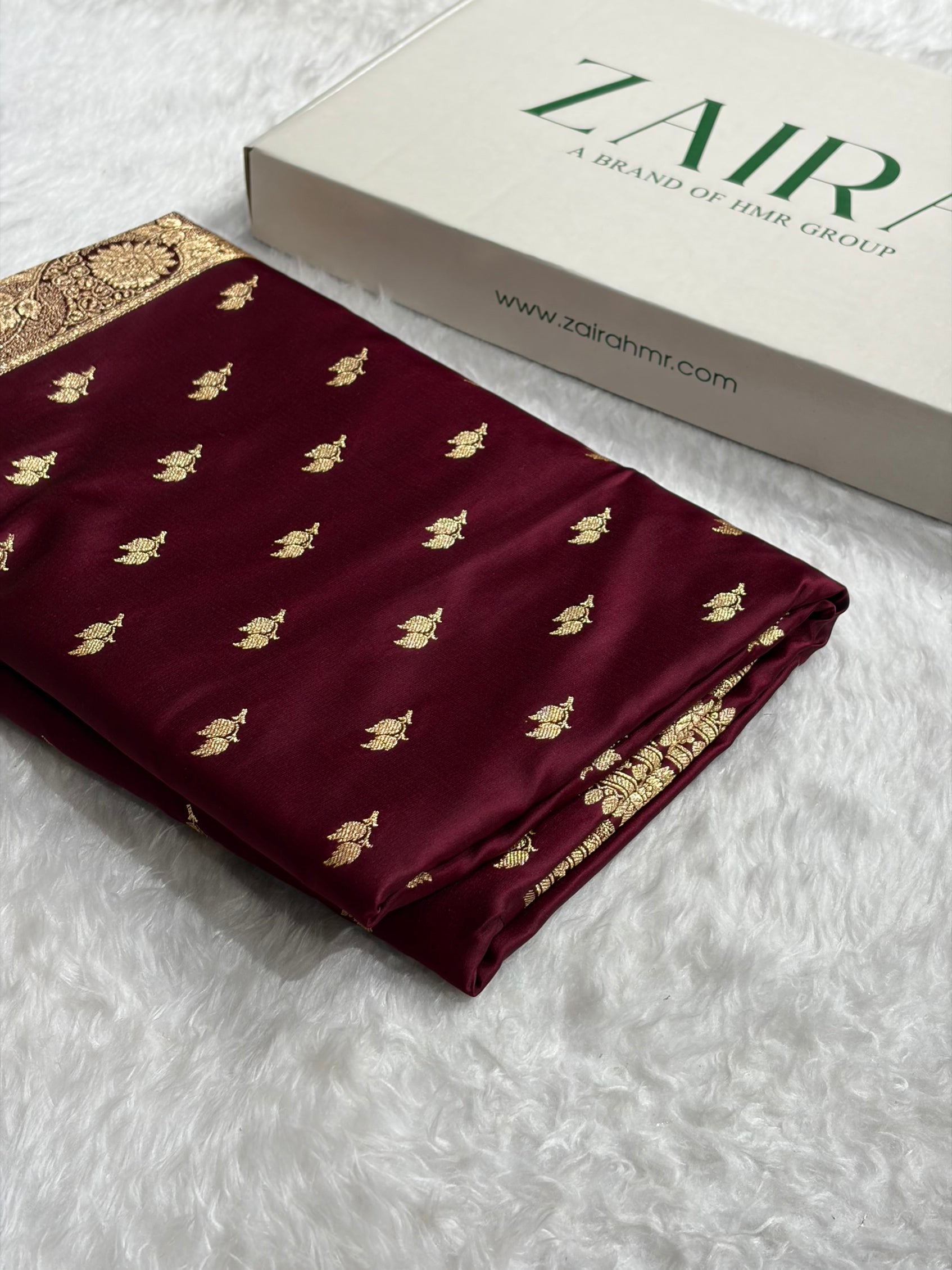 Banarasi Satin Katan Saree With Boota in Chocolate Shades SK119