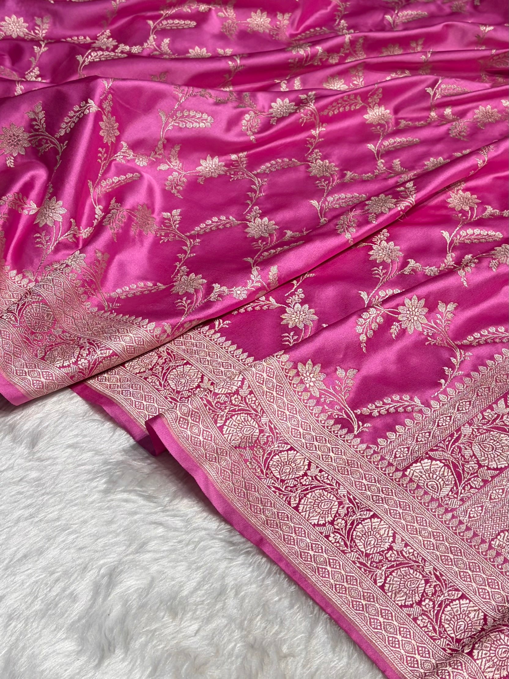 Blush Pink Jaal Mashru Silk Saree