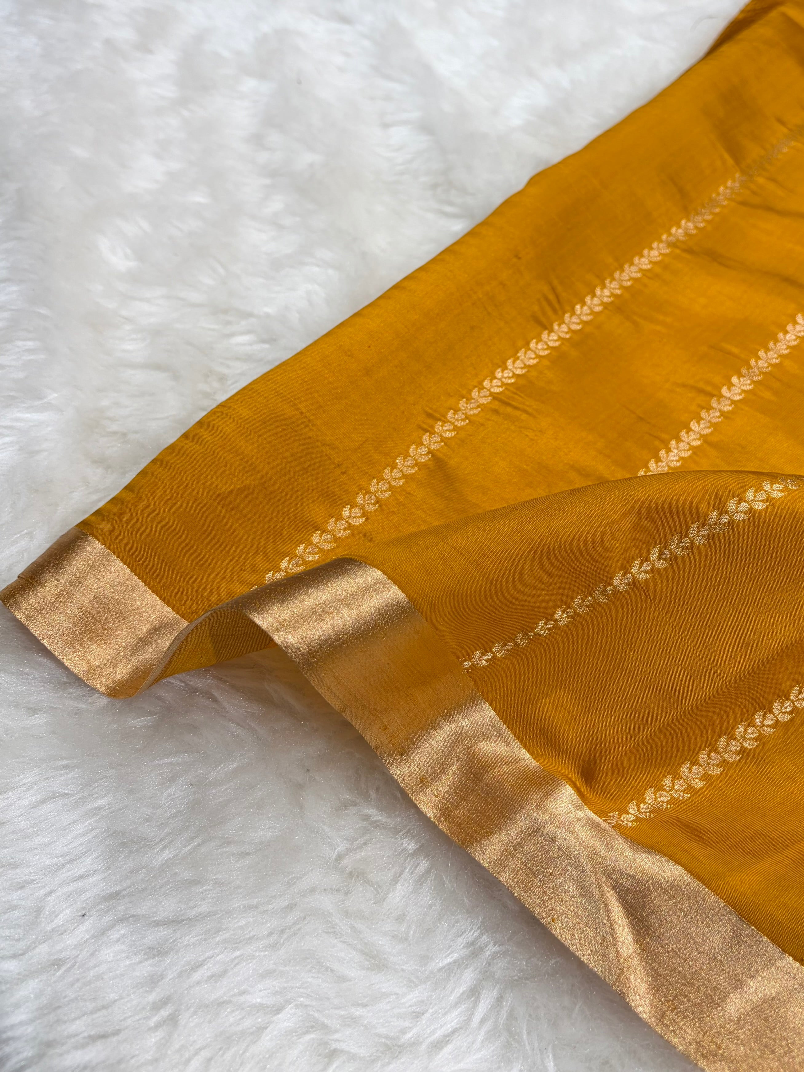 Mustard Shades Handwoven Pure Paper Silk RM-39