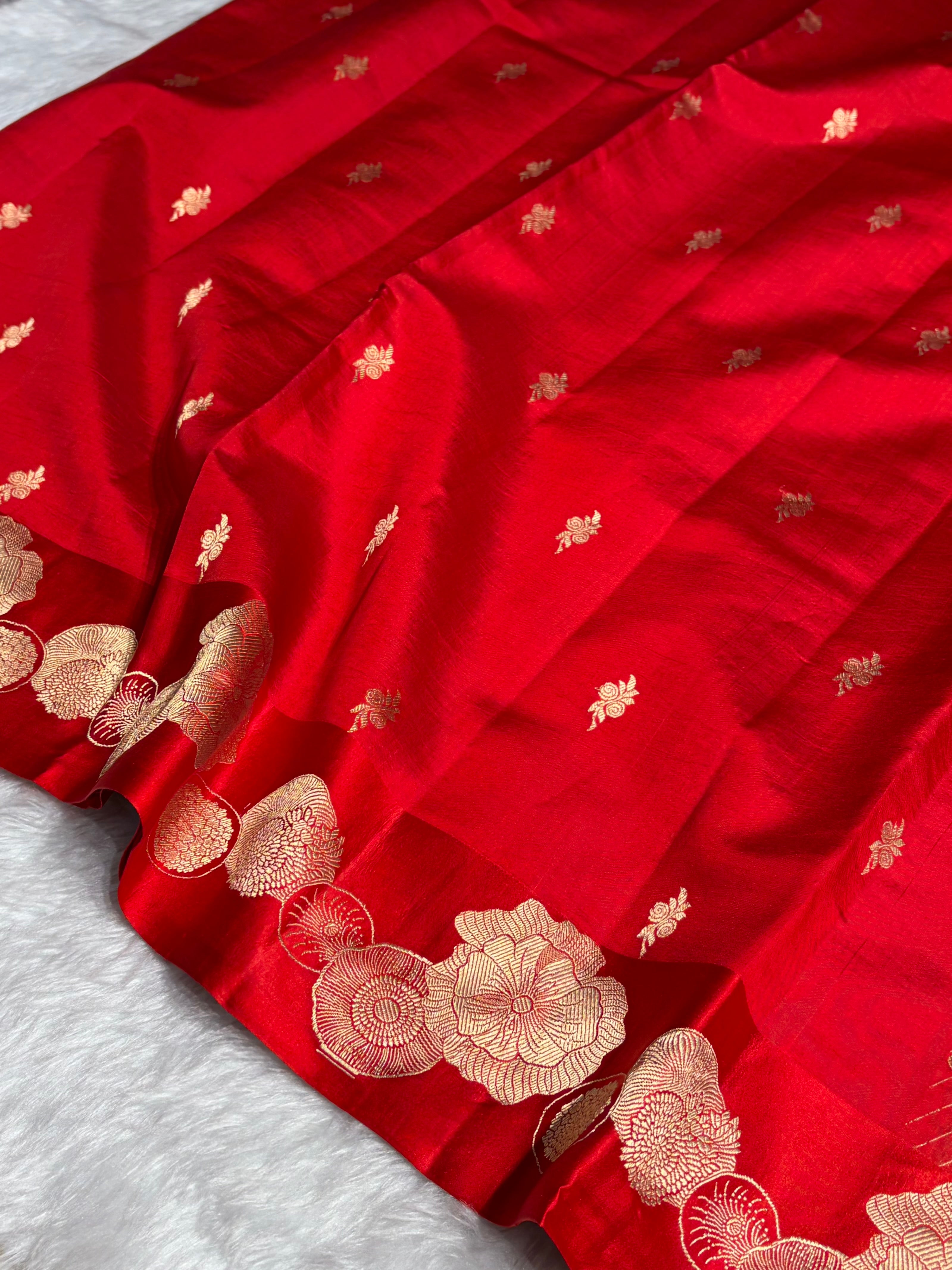 Red Shades Handwoven Pure Raw Mango Silk RM-61