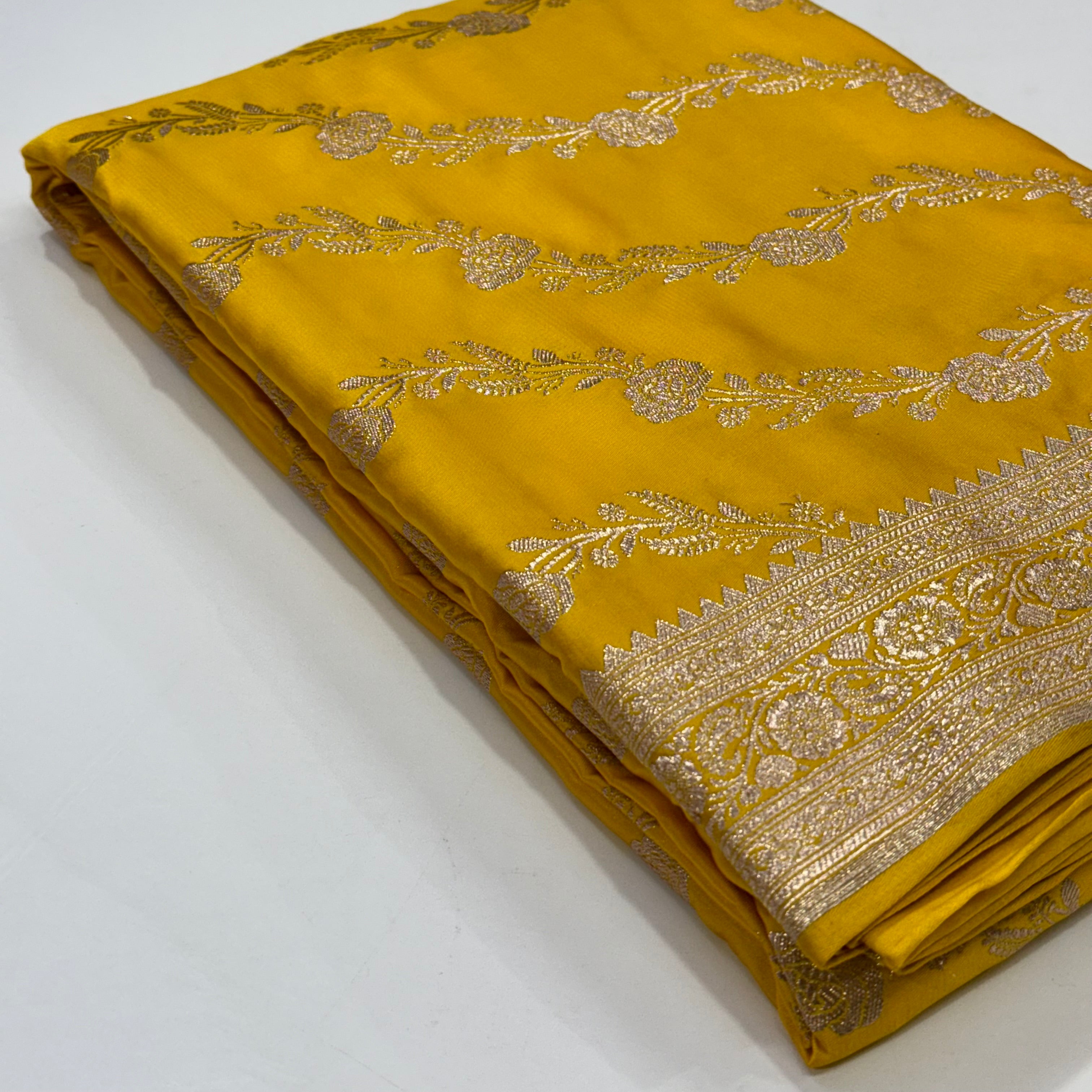 Yellow Cross Mashru Silk Saree