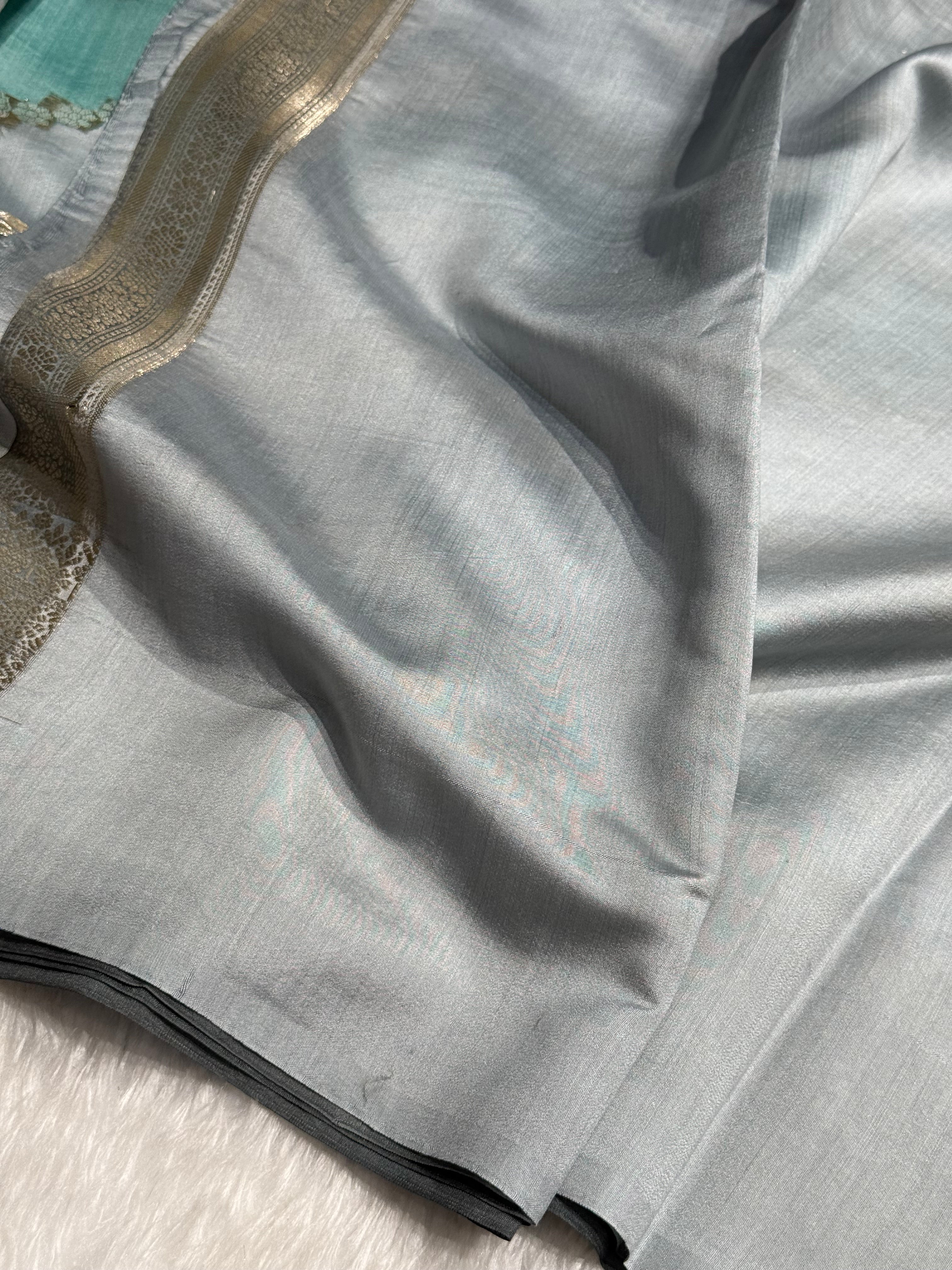 Rangkart Gray Shades Pure Chiniya Silk