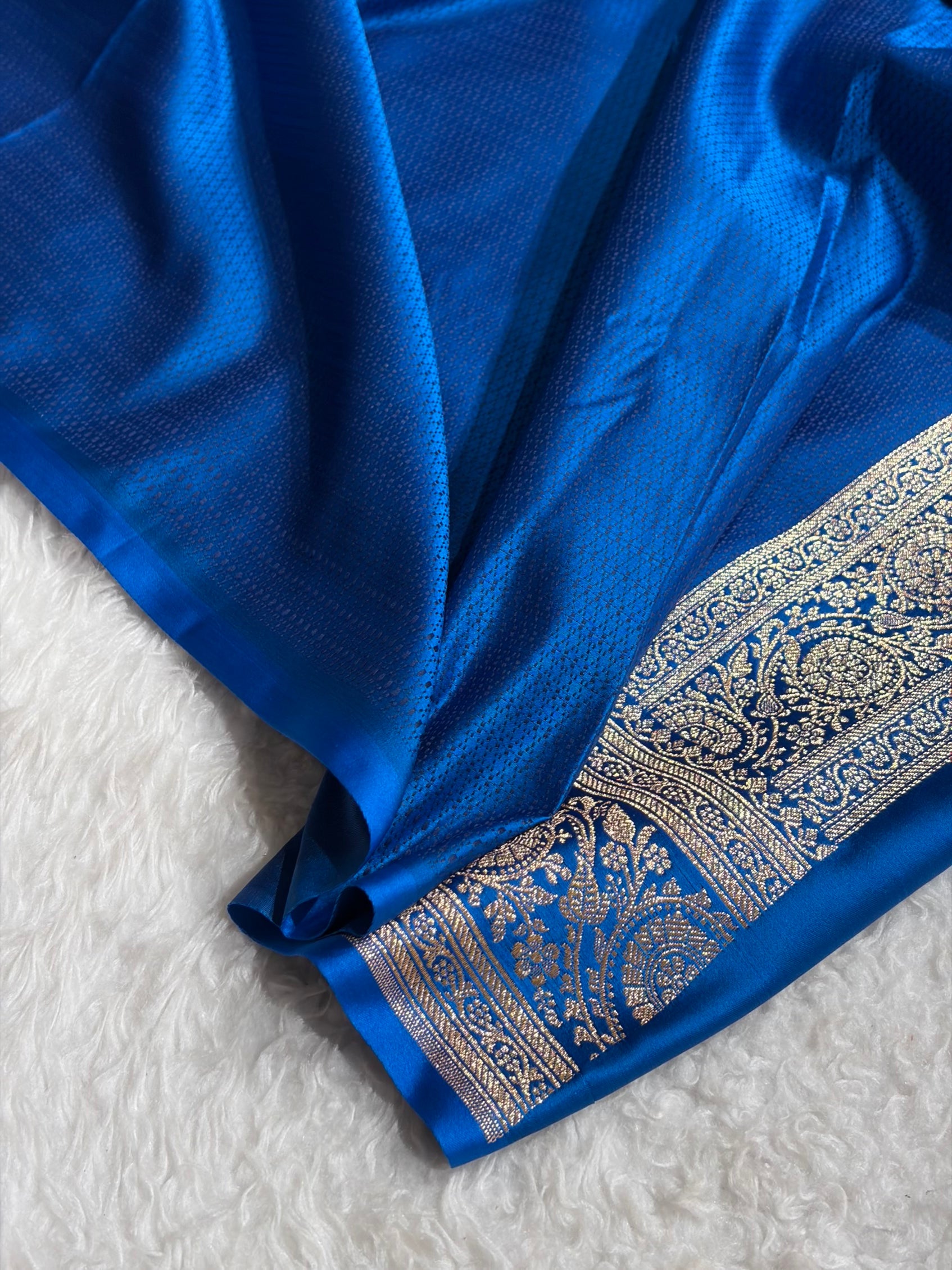 Banarasi Satin Katan Saree in Firozi Shades SK85