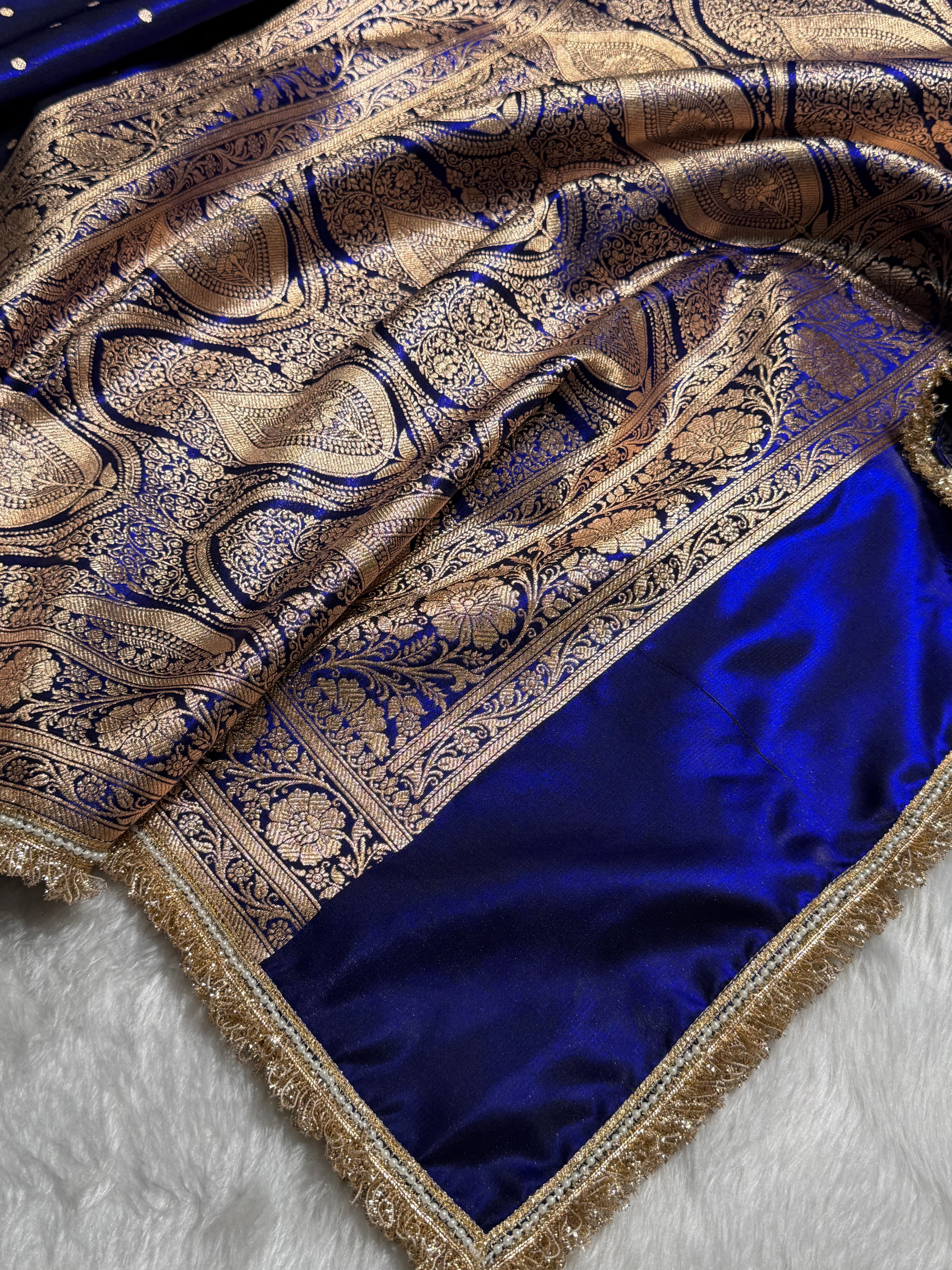 Royal Blue Booti in Peacock Shades With Gotta Patti SSGP08