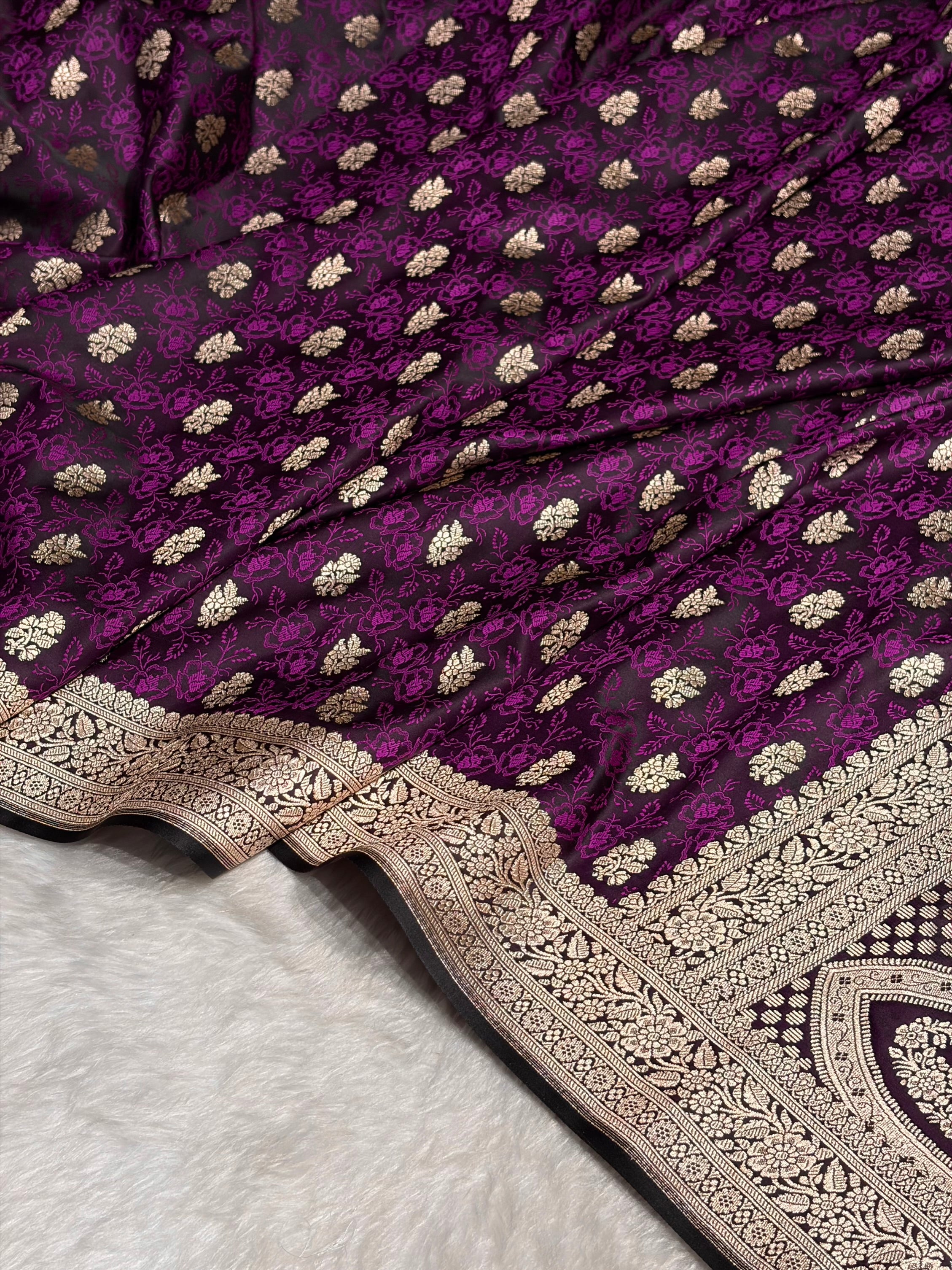 Dark Magenta Shades Tanchoi Motif Mashru Silk Saree MST-10