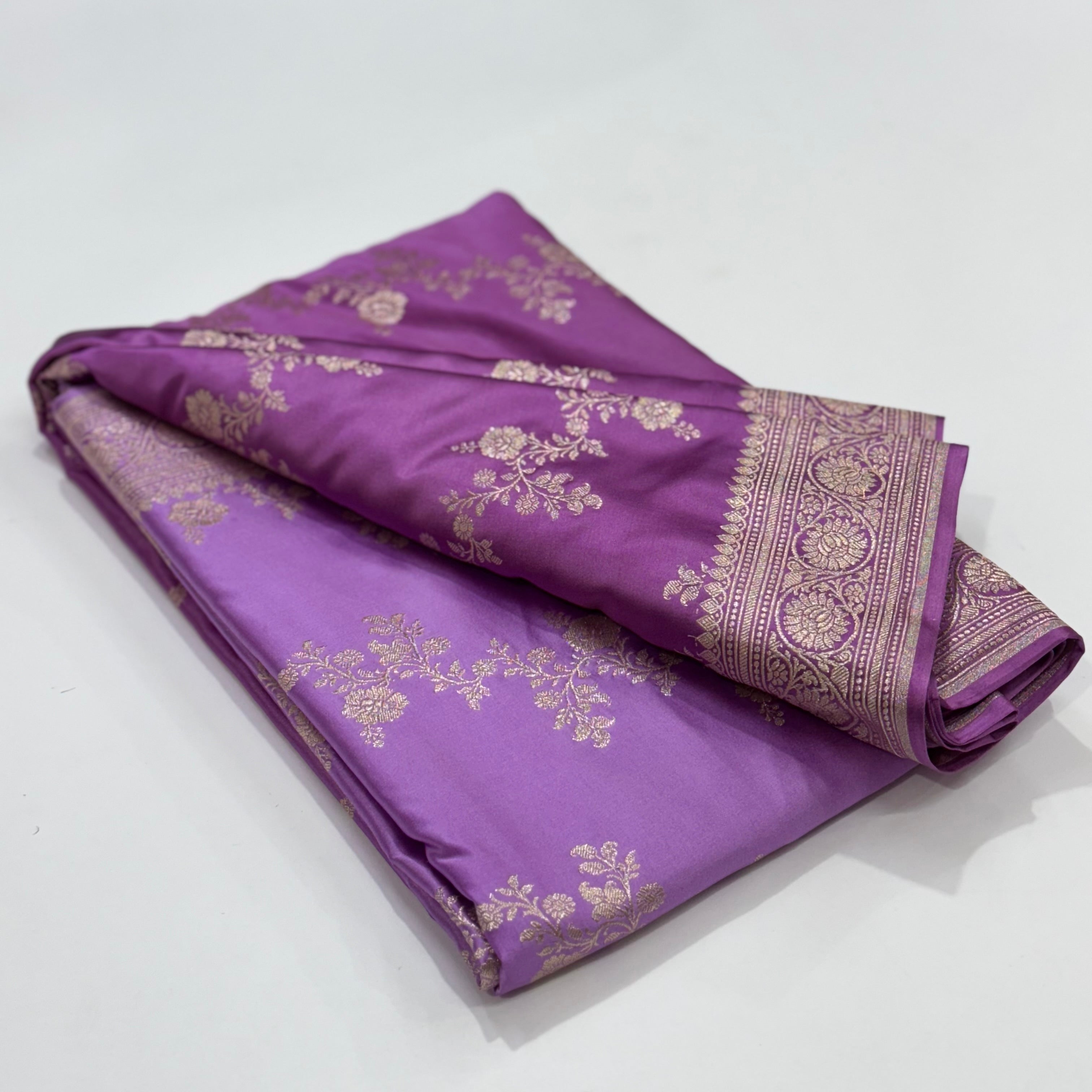 Ombre Lavender Cross Mashru Silk Saree