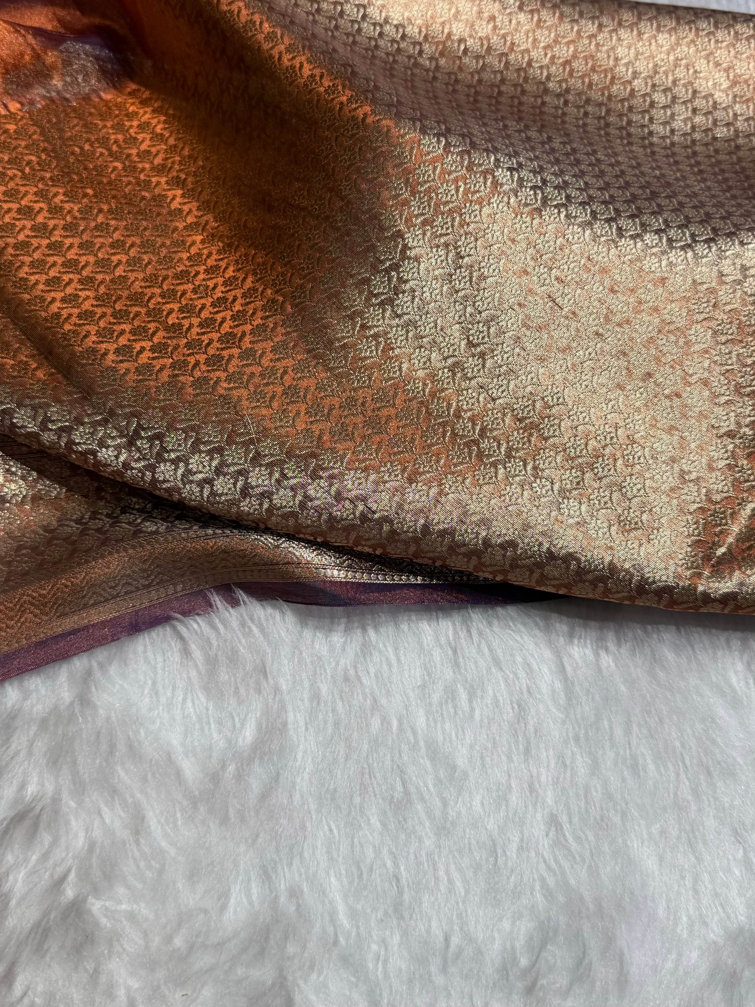 Orange Shades Pure Tissue Silk Saree with Brocade Blouse PT-31