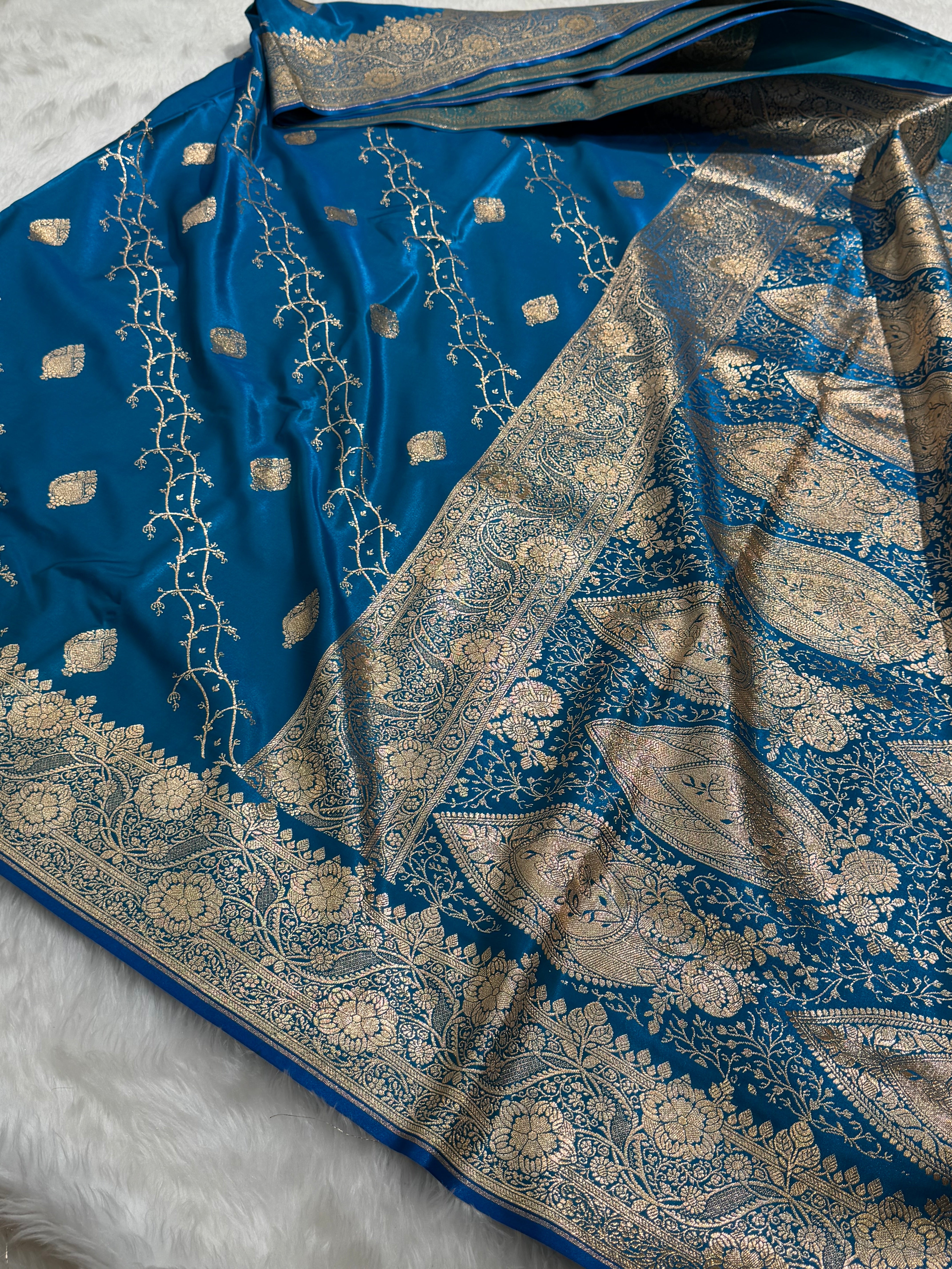 Ultra Light Weight Satin Silk Cross in FIROZY BLUE Shades SS12