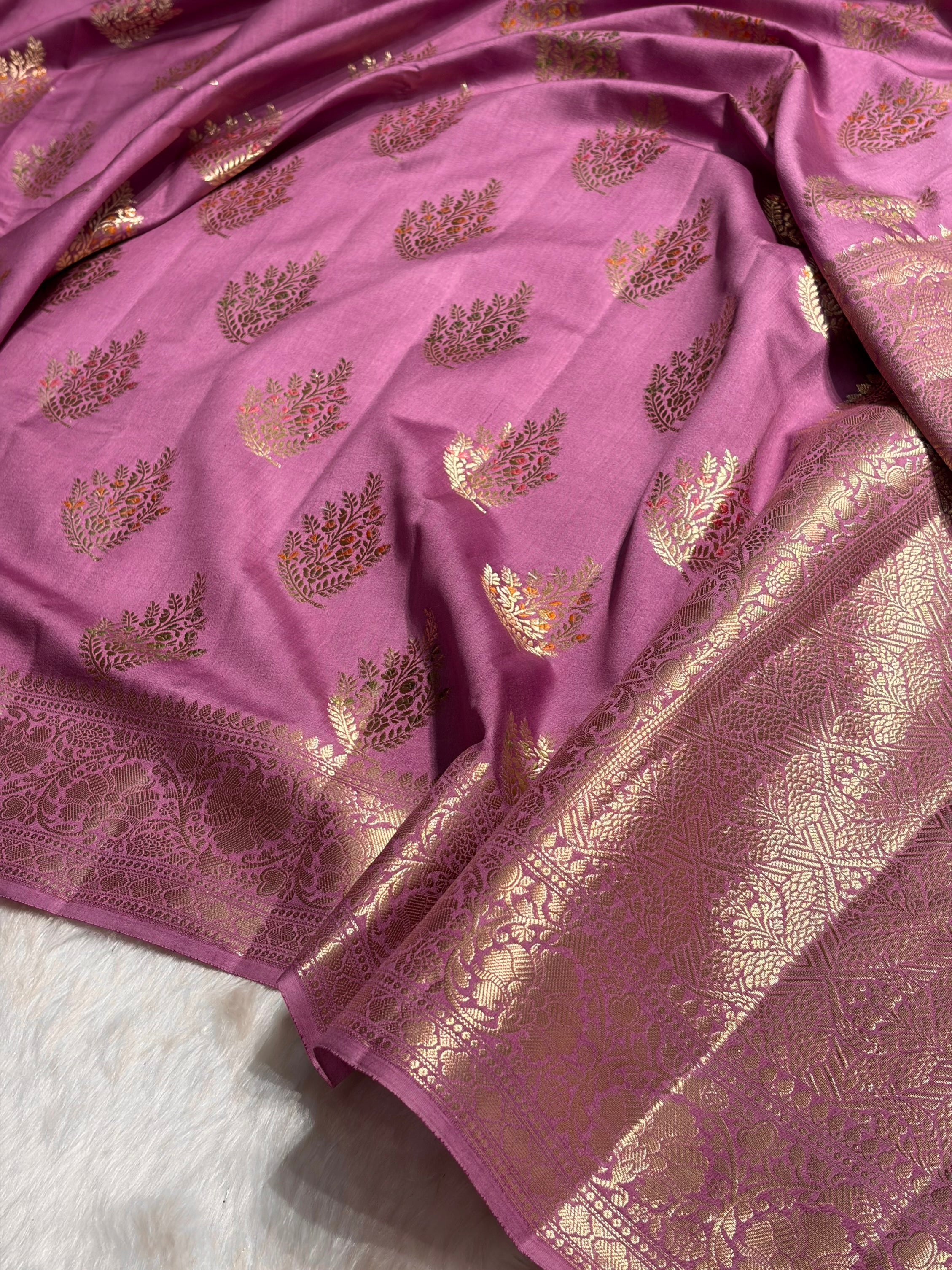 Minakari Dusty Lavender Shades Pure Chiniya Silk CH-02