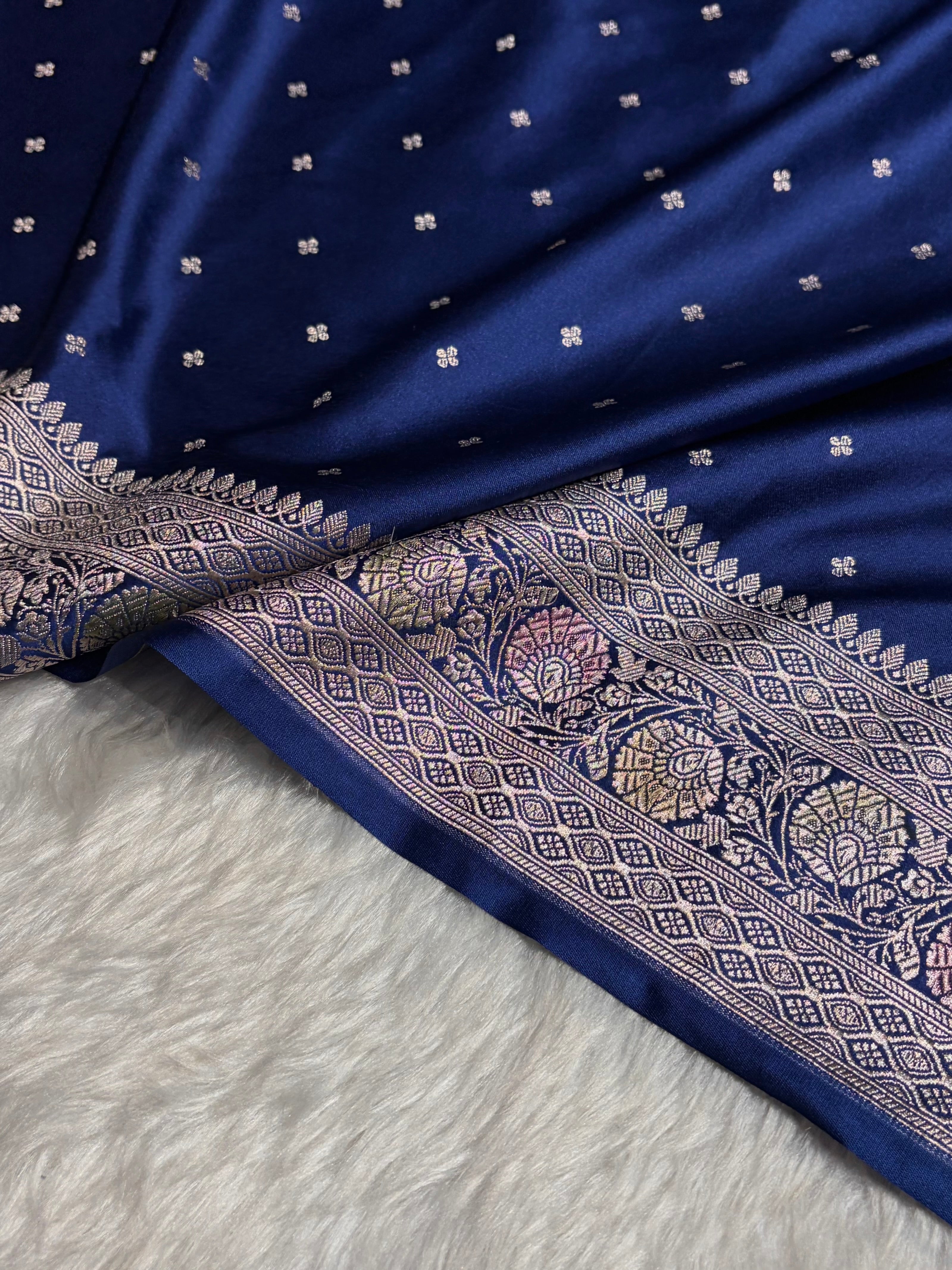 Royal Blue Shade Minakari Booti Mashru Silk Saree MS38