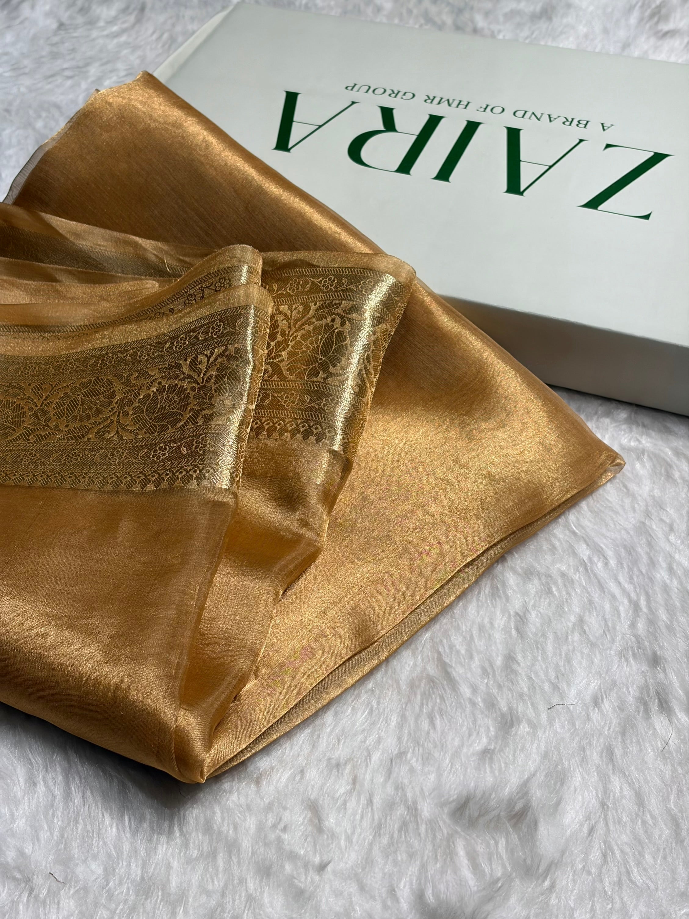 Tusser Shade Pure Tissue Silk Saree with Brocade Blouse PT-18