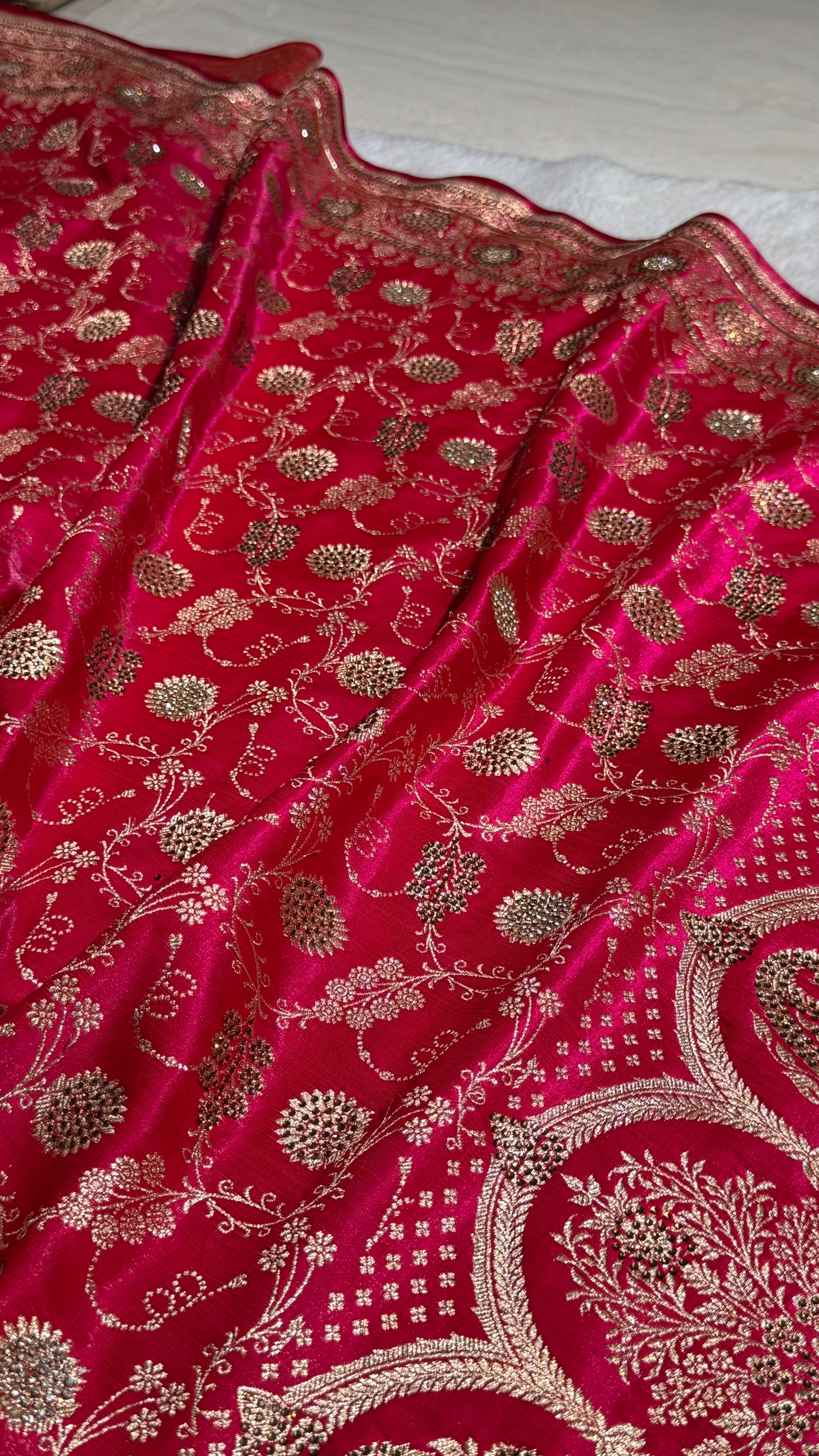 Rani Satin Silk Jaal with Swavroski Work BSS17