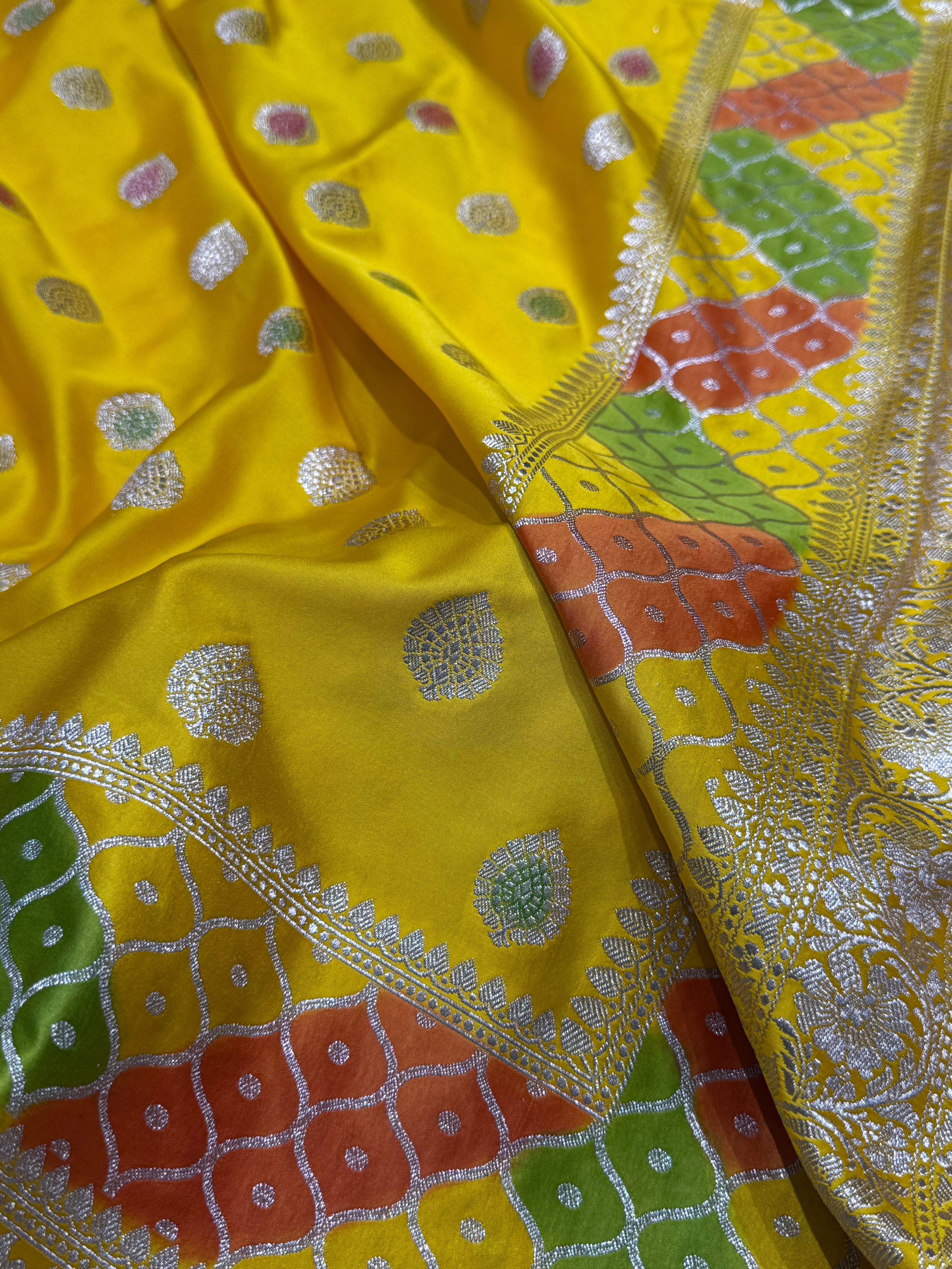 Yellow Rangkart Mashru Silk Saree