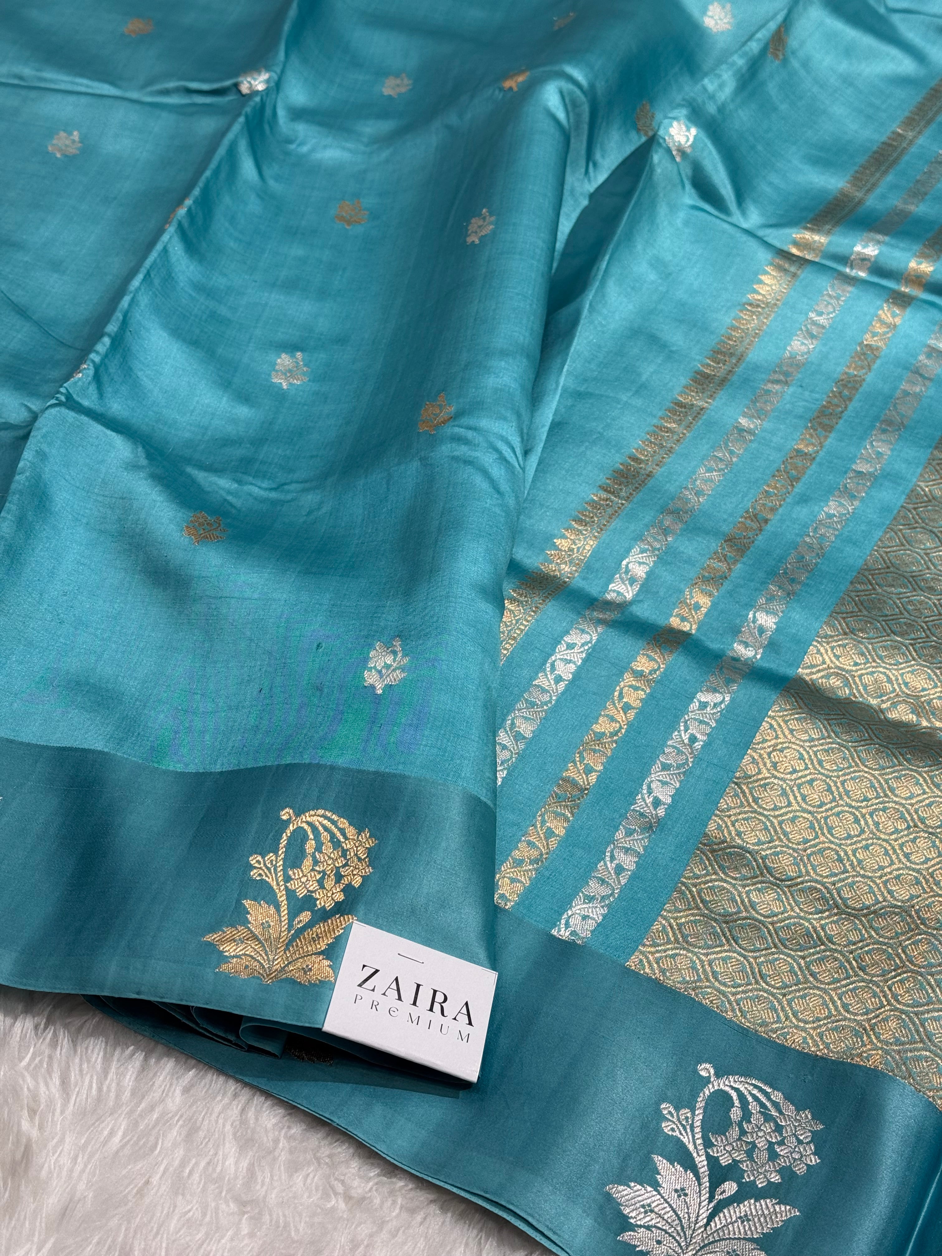 Aquatic Blue Handwoven Paper Mango Silk