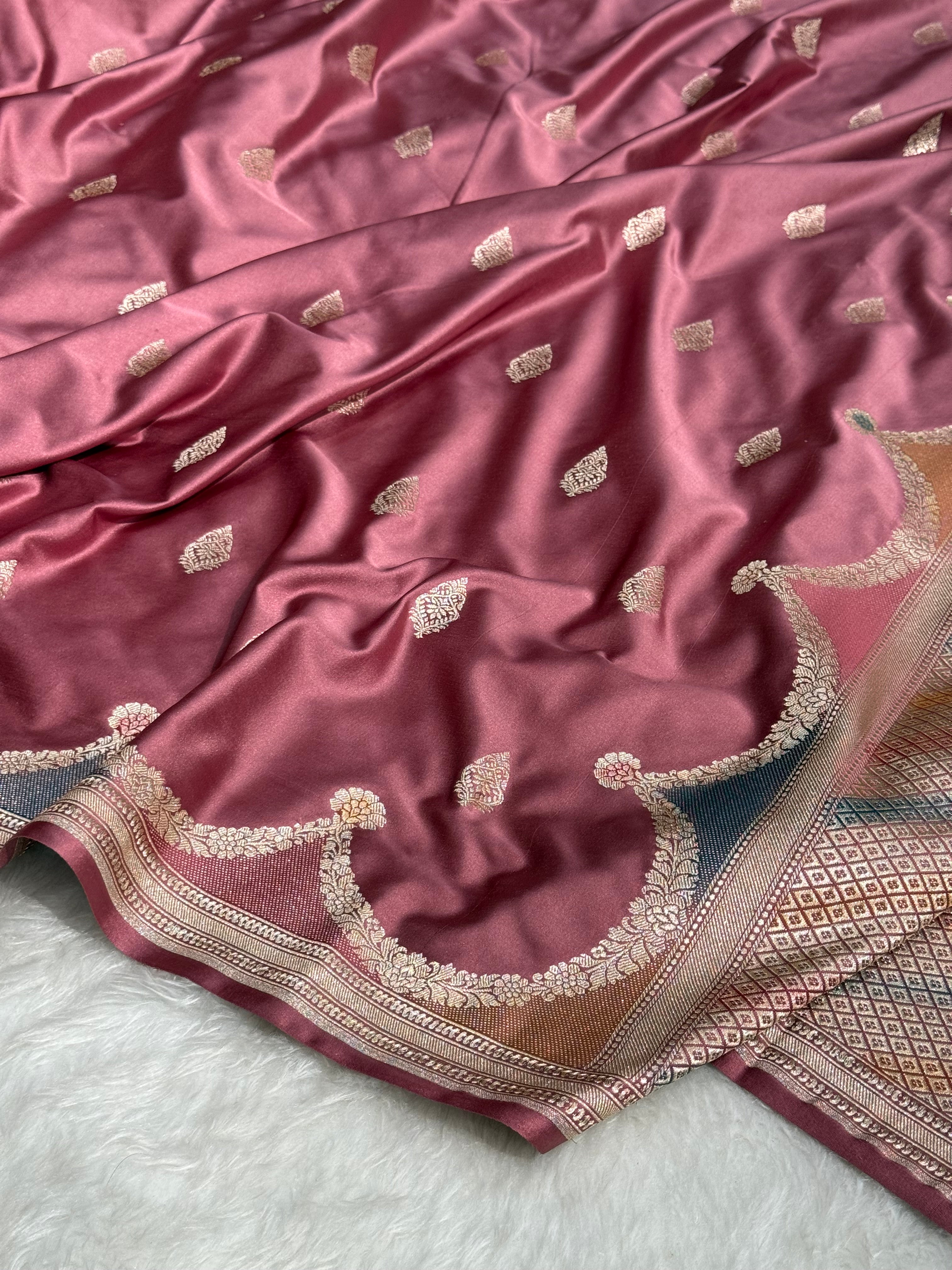Mauve Scallop Mashru Silk Saree