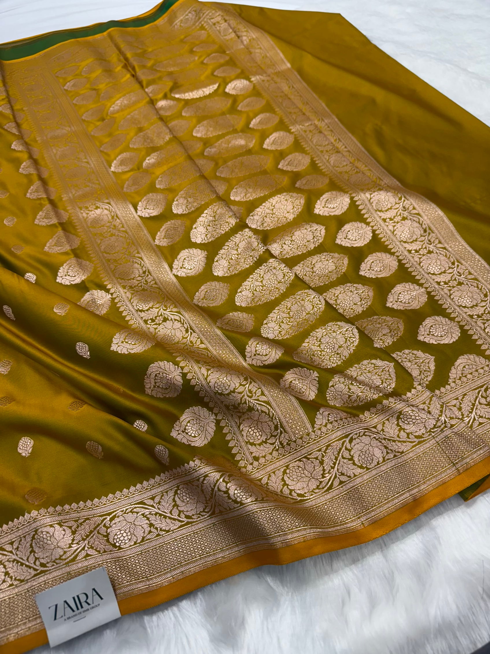 Mehendi Green Floral Boota Mashru Silk Saree MSM 77