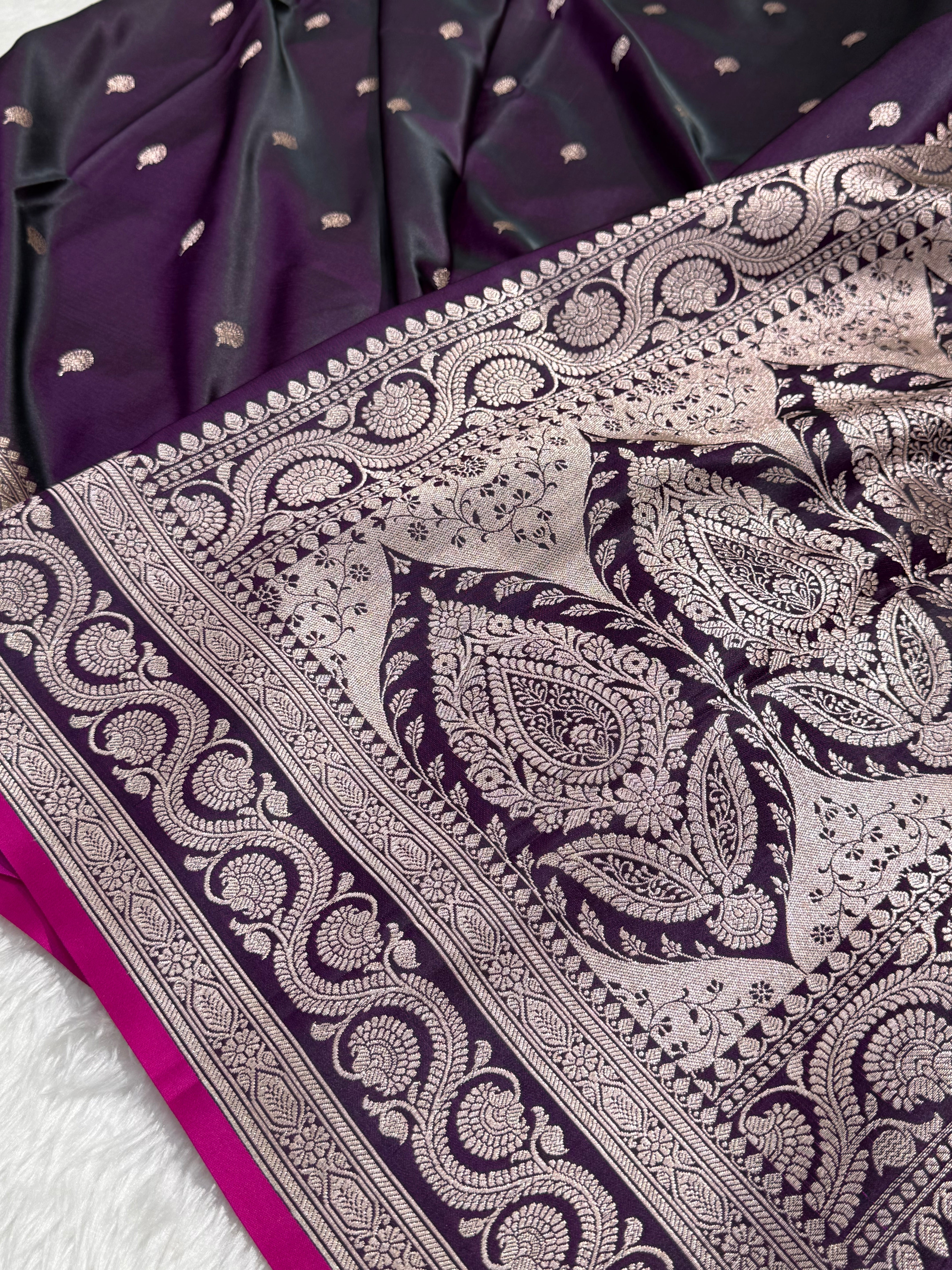 Purple floral Motif Mashru Silk Saree