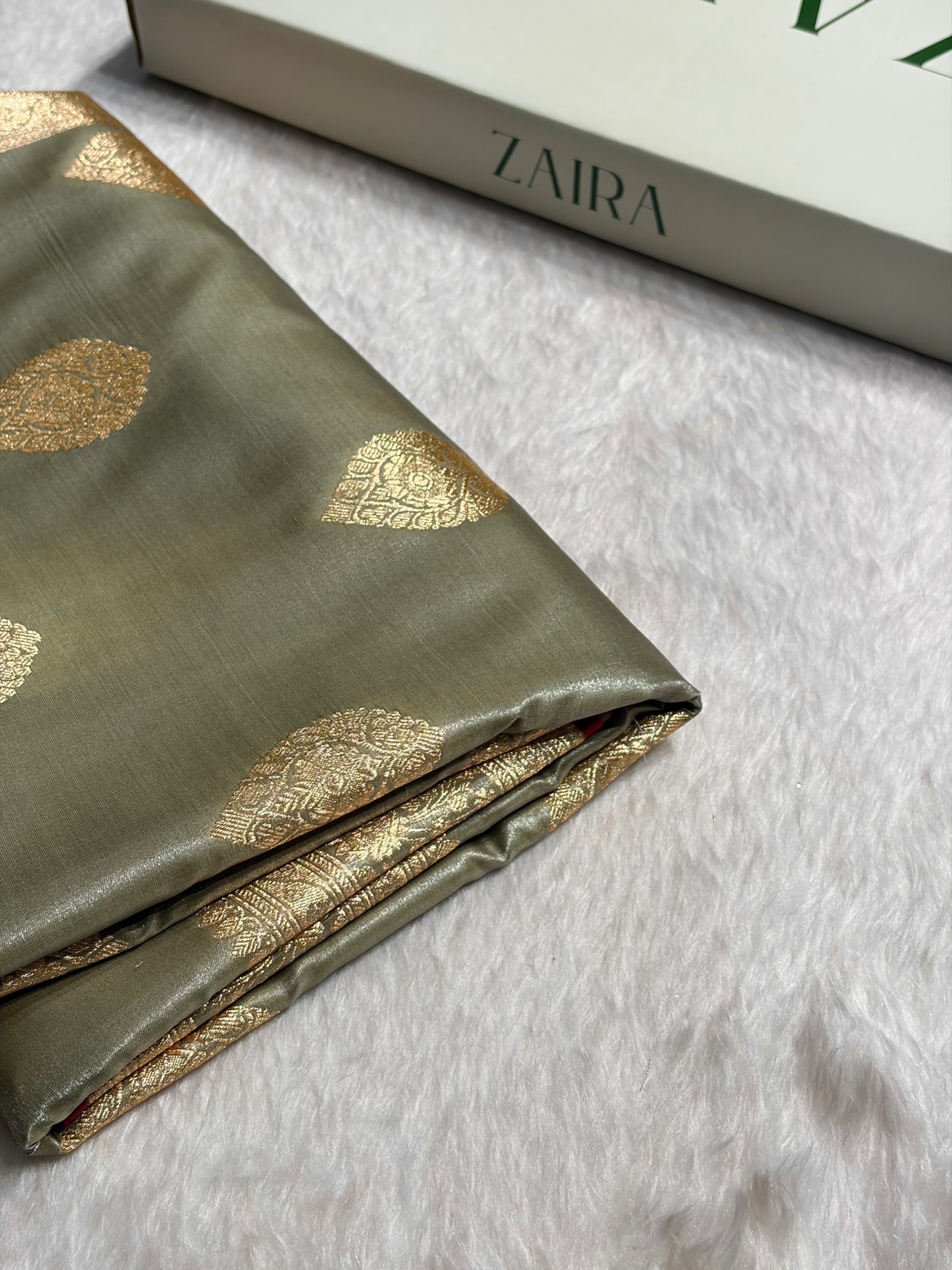 Ultra Light Weight Satin Silk Boota in Gray Shades SS05