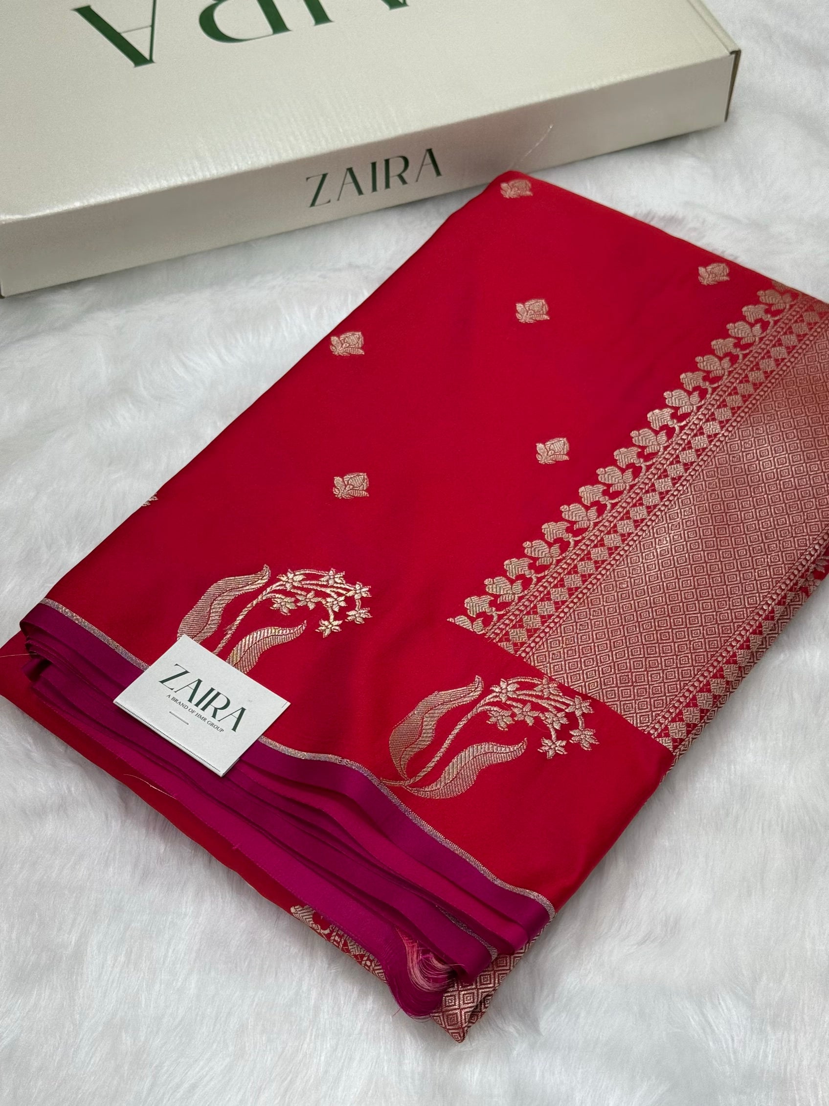Reddish Pink Shades Floral Border Mashru Silk Saree MSM 50