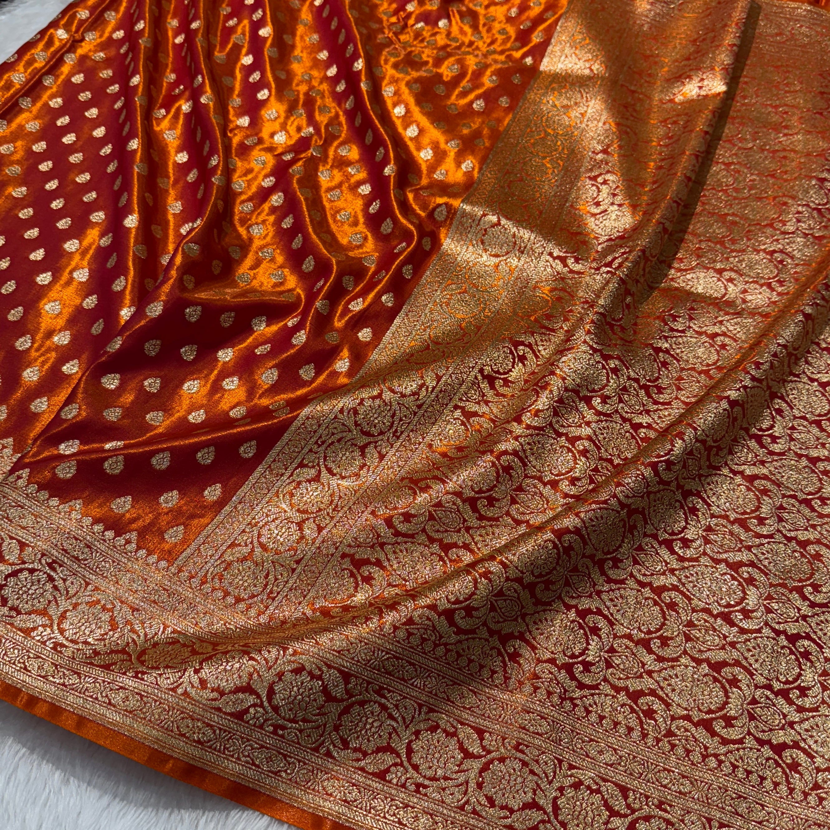 Satin Silk Booti in Orange Shades SS01