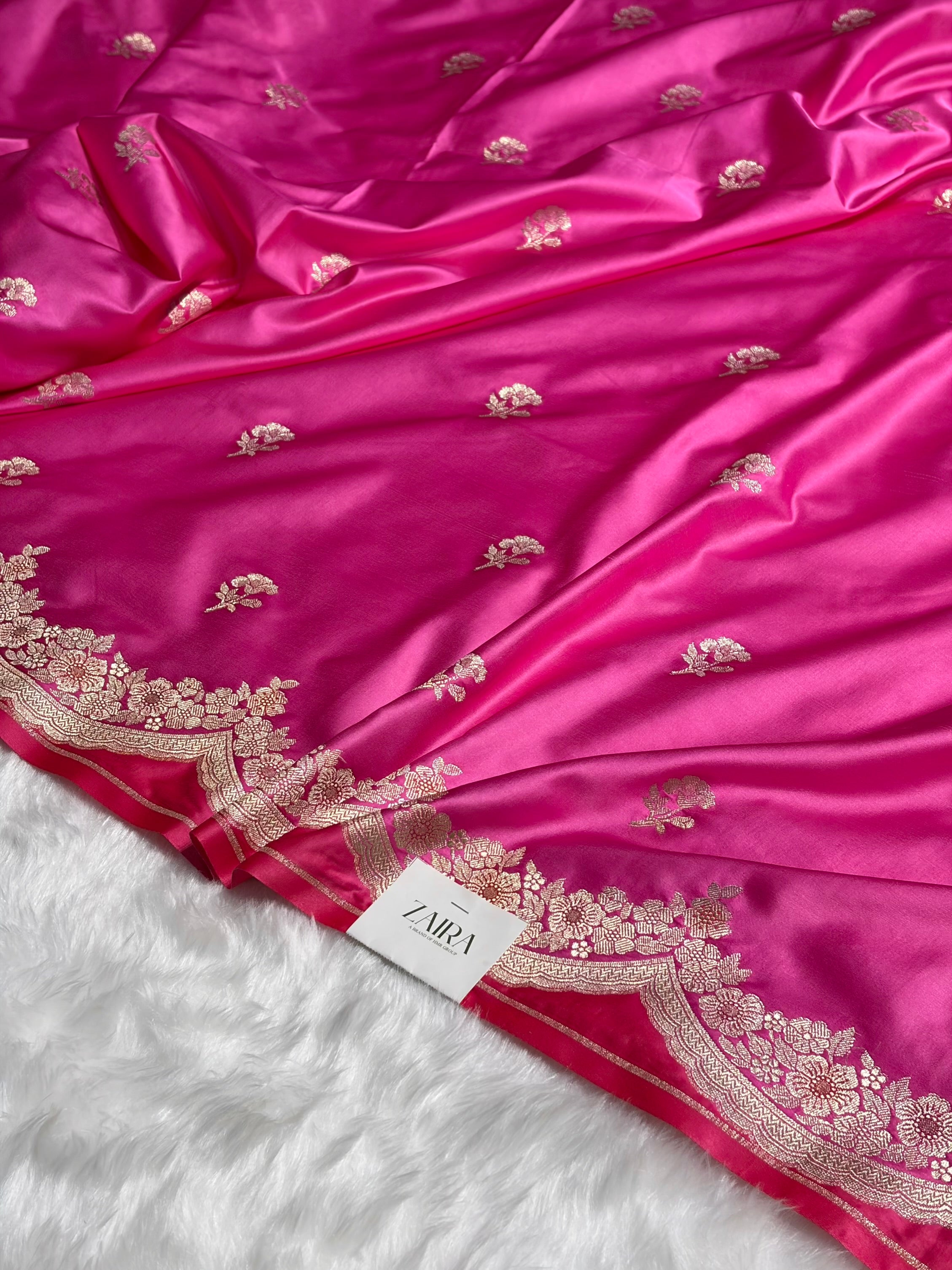 Blush Pink Shades Minakari Scallop Booti Mashru Silk Saree MS27