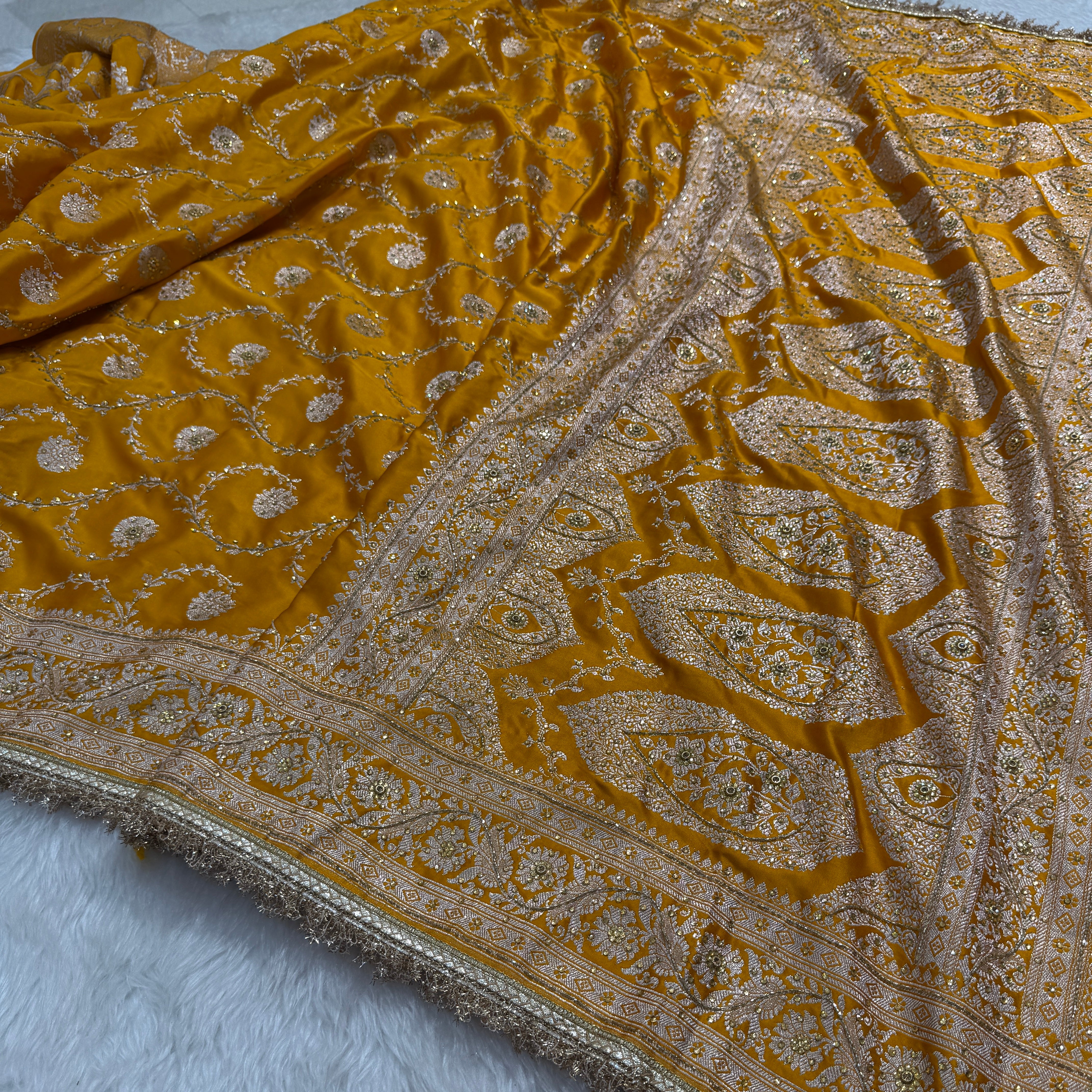 Mango Mashru Silk Saree with Ari and Stone and Gotta Patti
