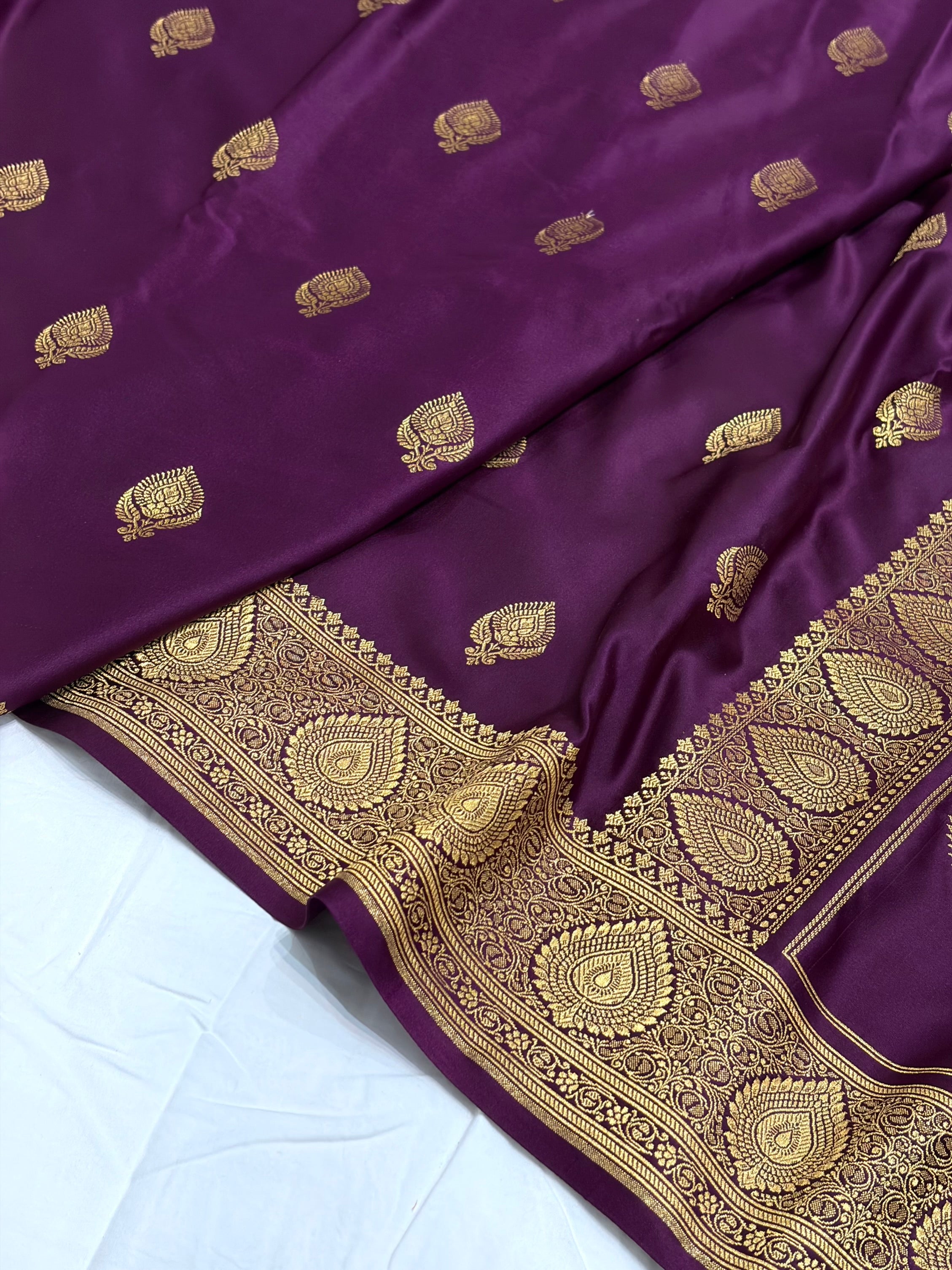 Wine Shade With Booti Pattern Mashru Silk Saree
