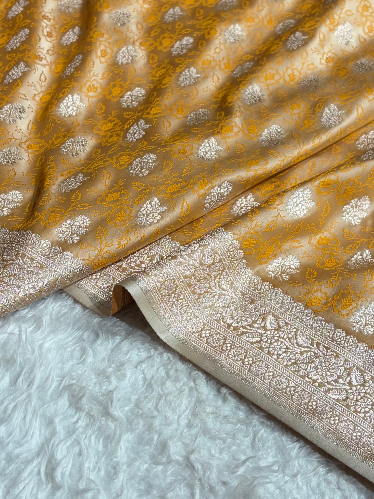 Mustard Shades Tanchoi Motif Mashru Silk Saree MST-10