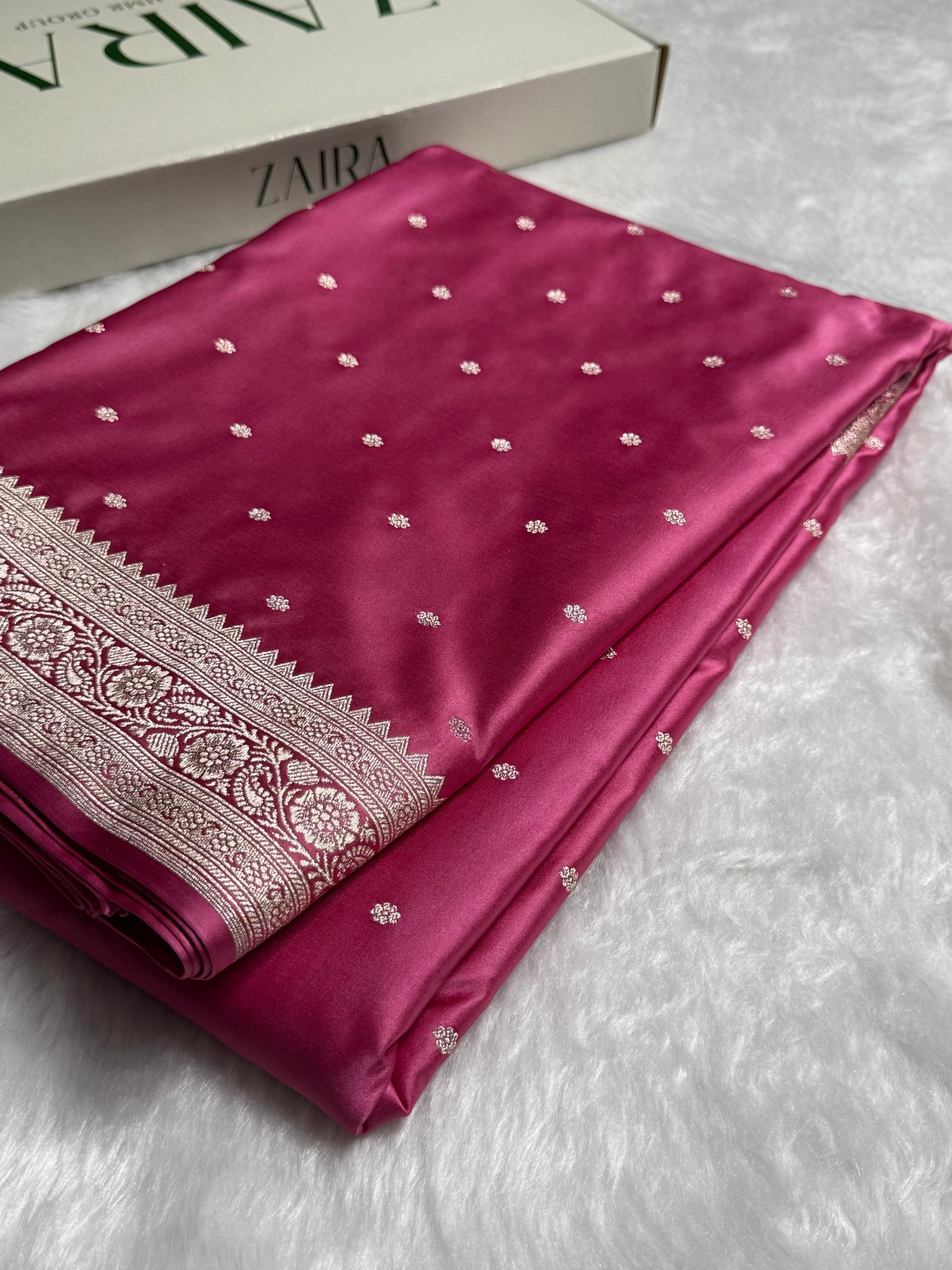 Baby Pink Booti Mashru Silk Saree MS26