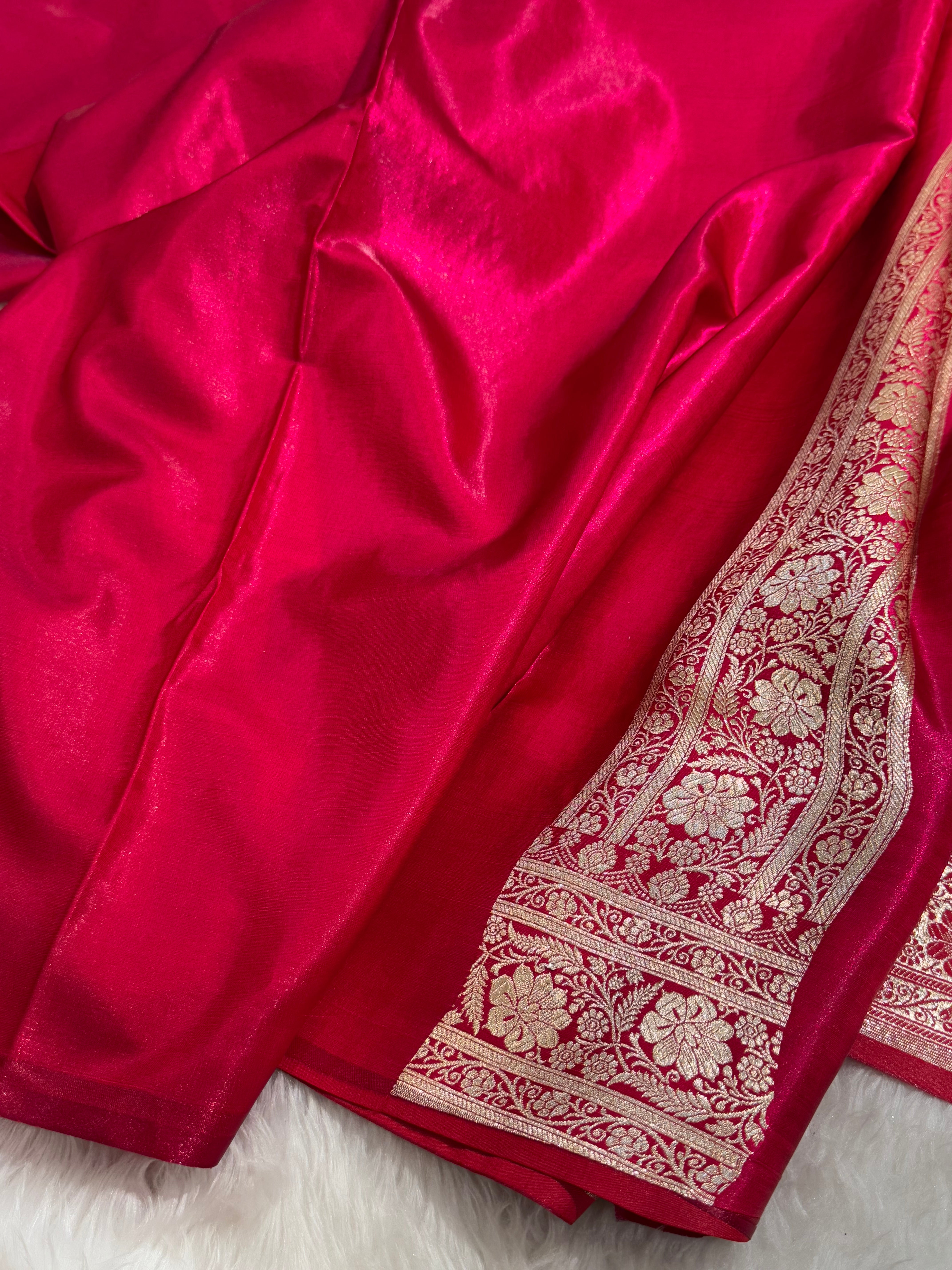 Light Wight Satin Silk Jaal in Rani Shades SS17