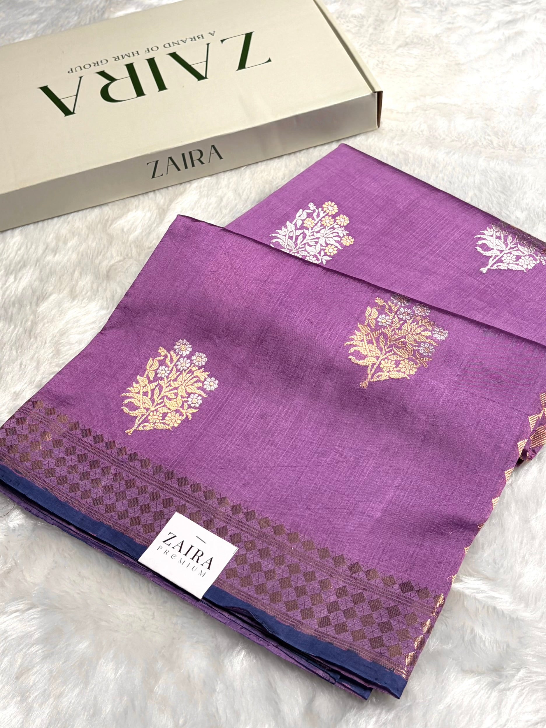 Dark Lavender Shades Handwoven Pure Raw Mango Silk RM-48