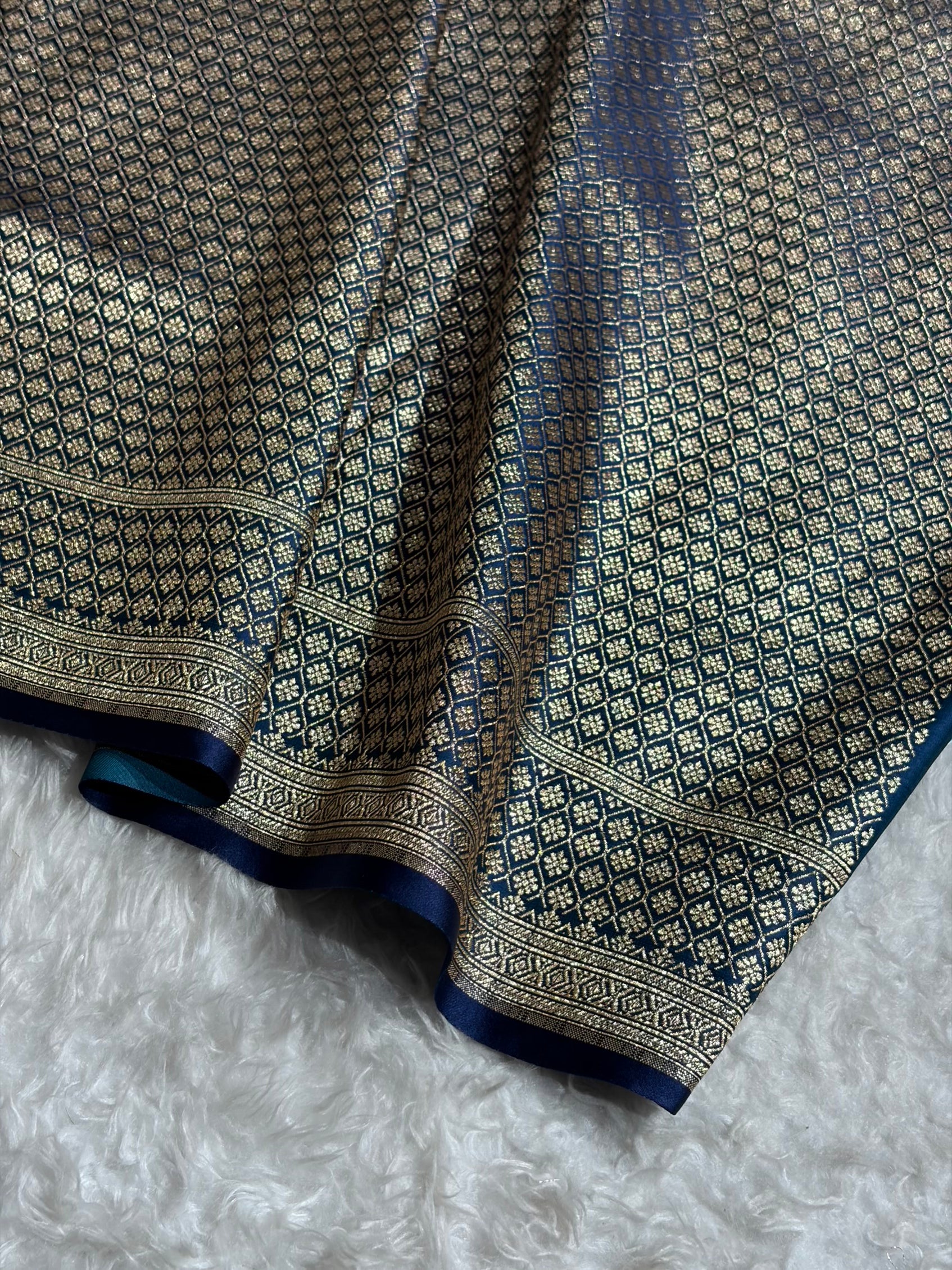 Peacock Floral Boota Pattern Satin Katan Silk saree SK39