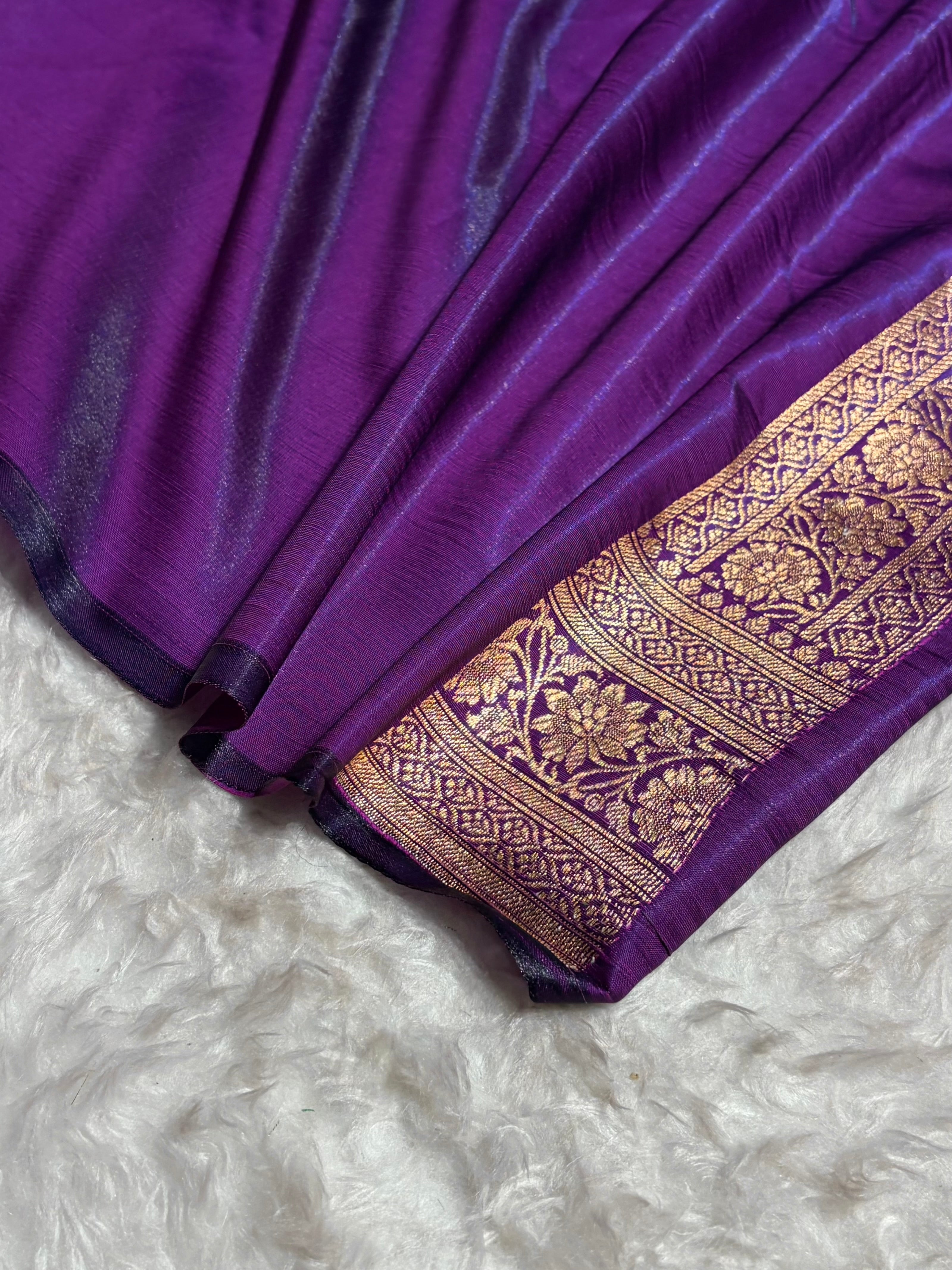 Purple Shades Banarasi Satin Silk Saree SS34