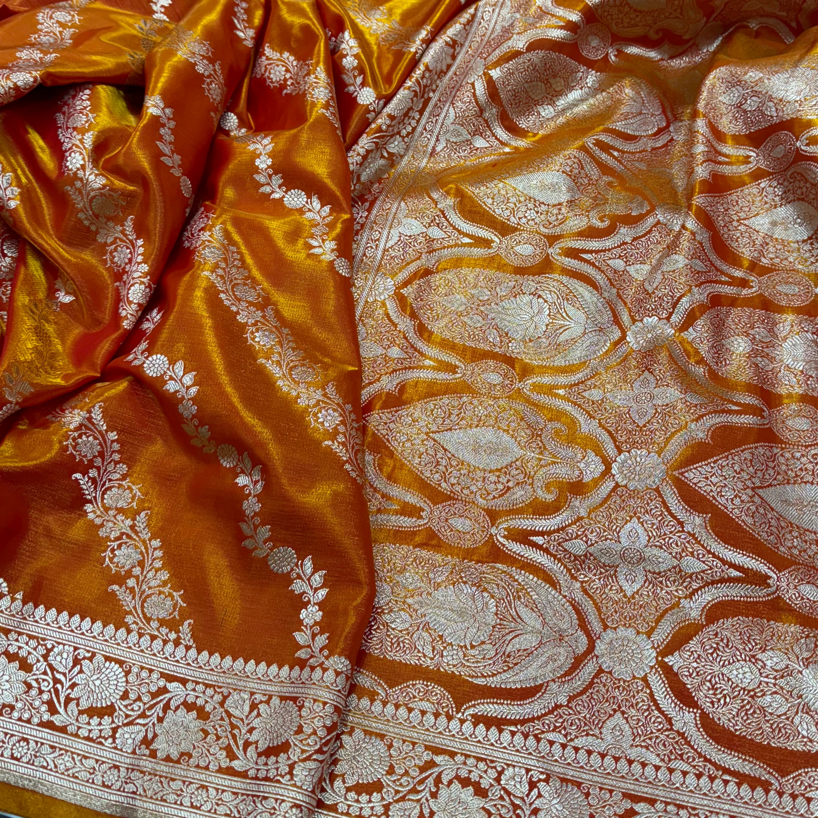 Ultra Light Weight Satin Silk Cross in Fire Gold Shades SS10