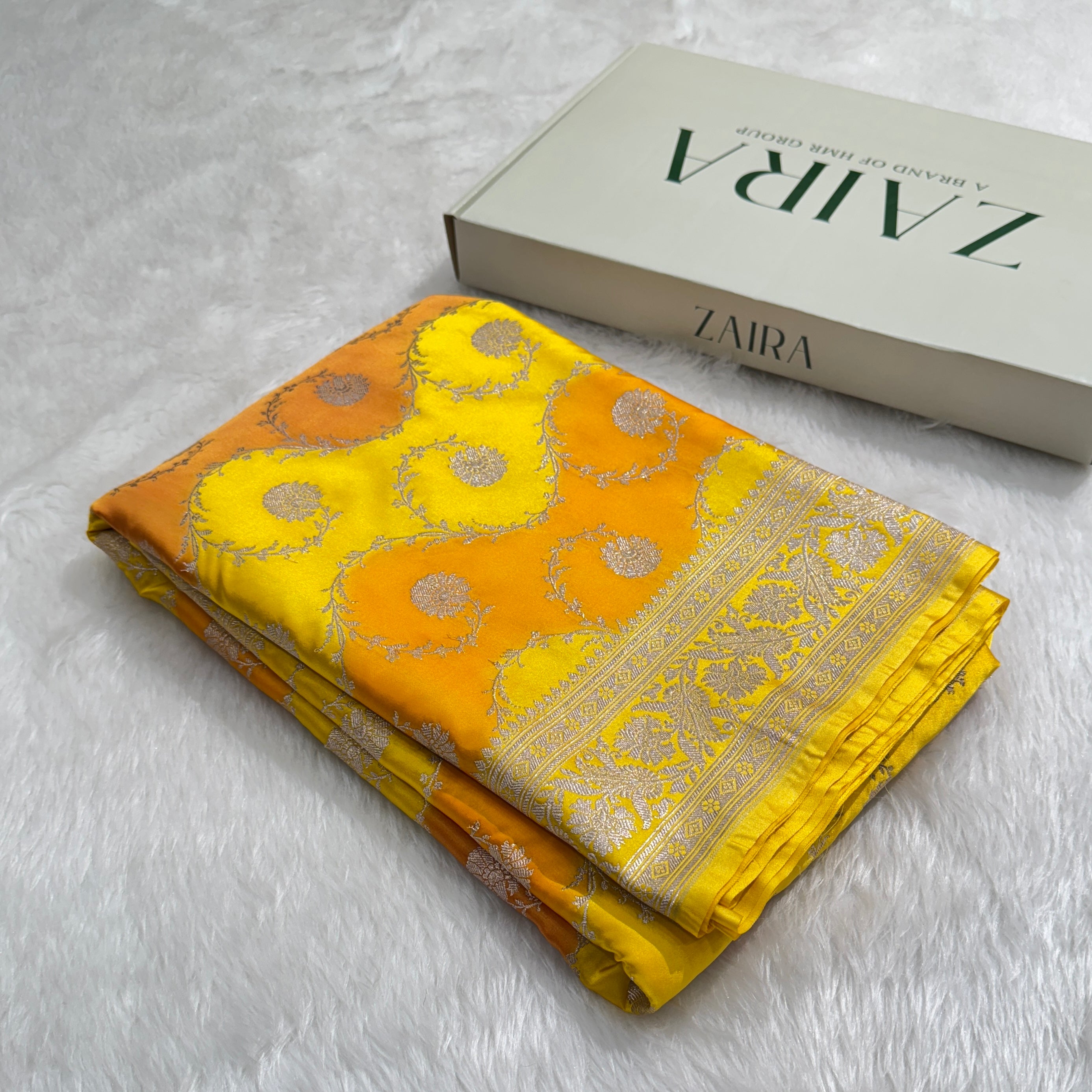 Yellow Shades Rangkart Mashru Silk Saree