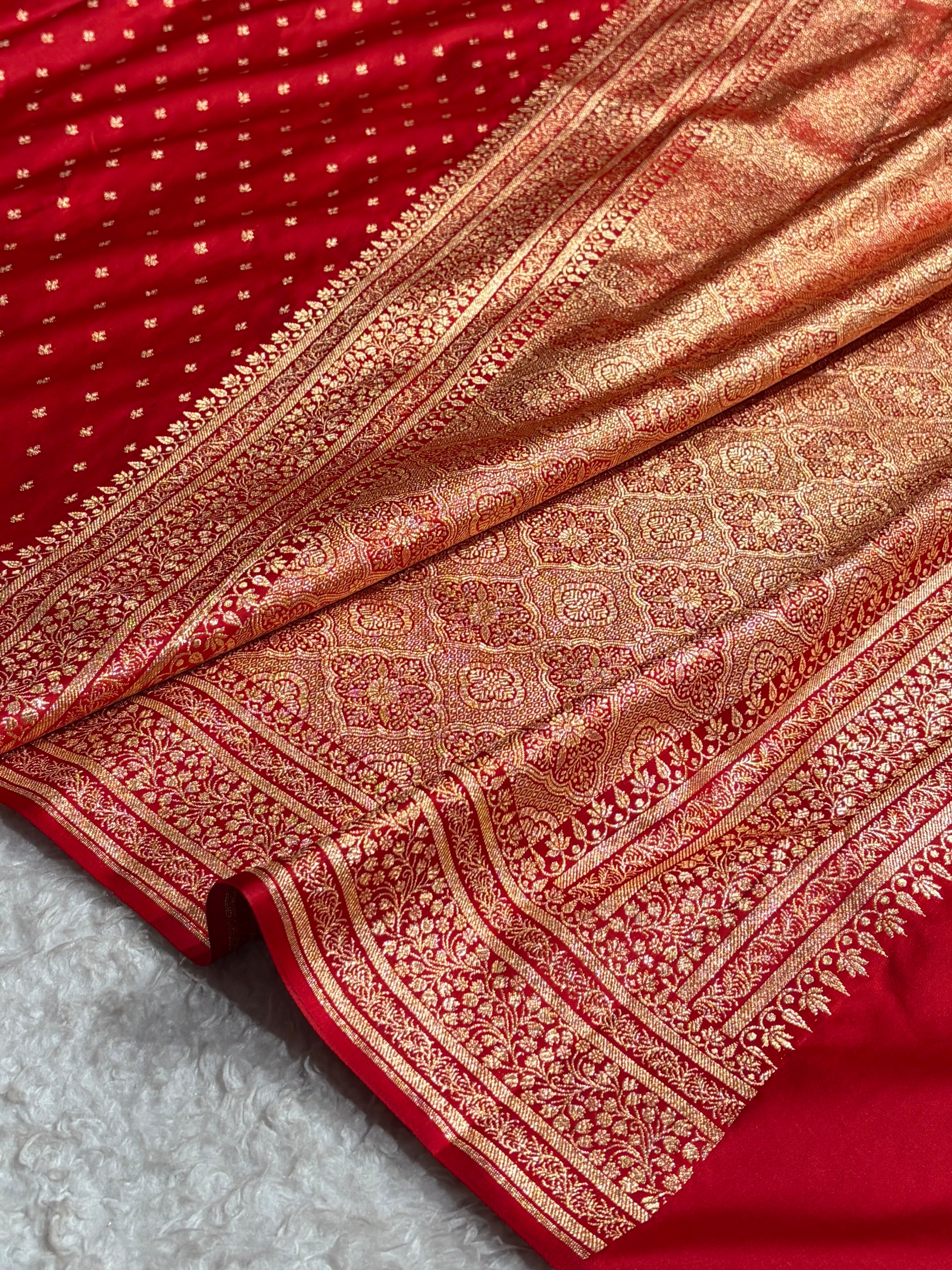 Banarasi Satin Katan Saree in Dark Red Shades SK88