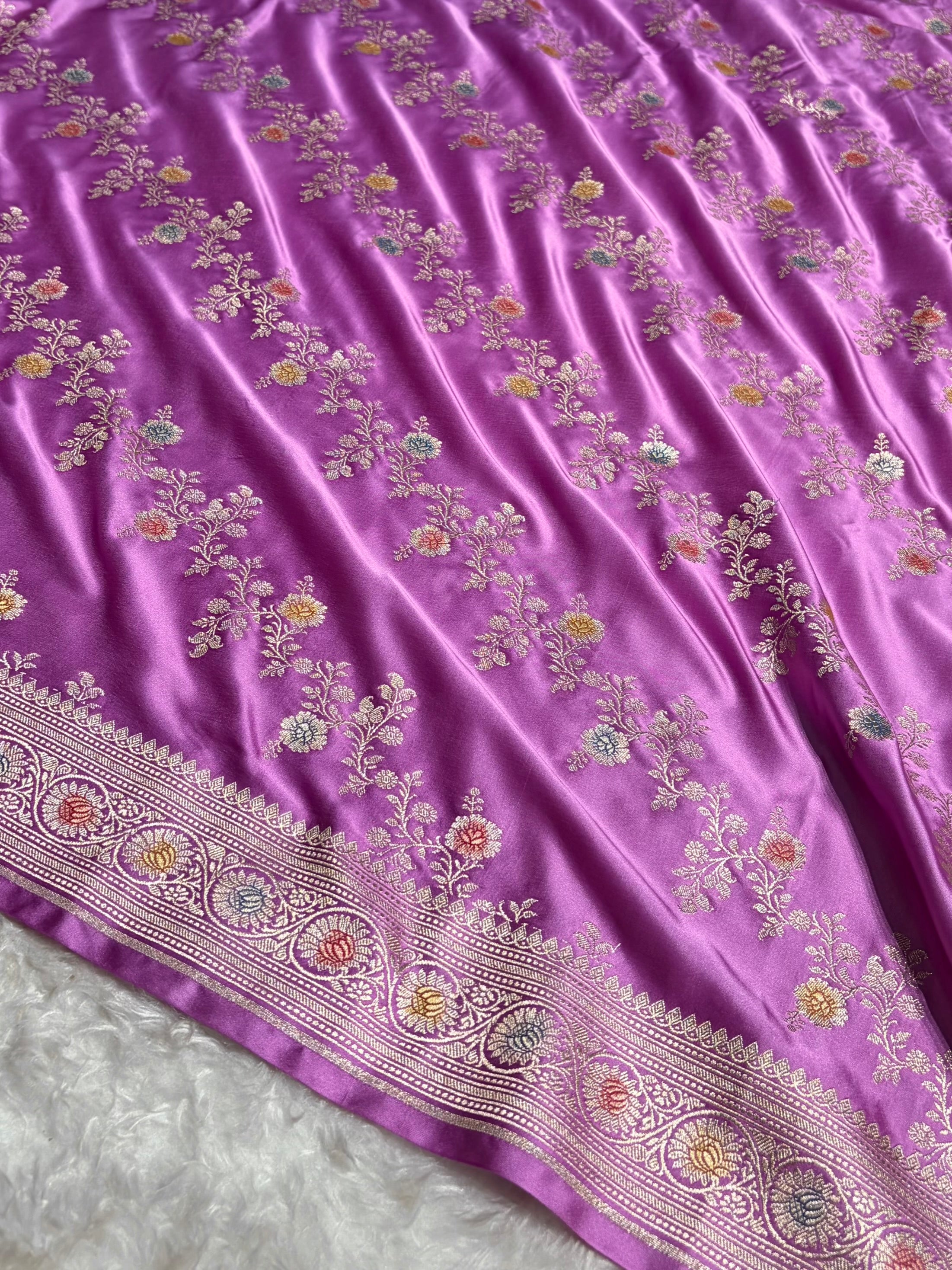 Lavender Minakari Banarasi Cross Mashru Silk Saree MS01