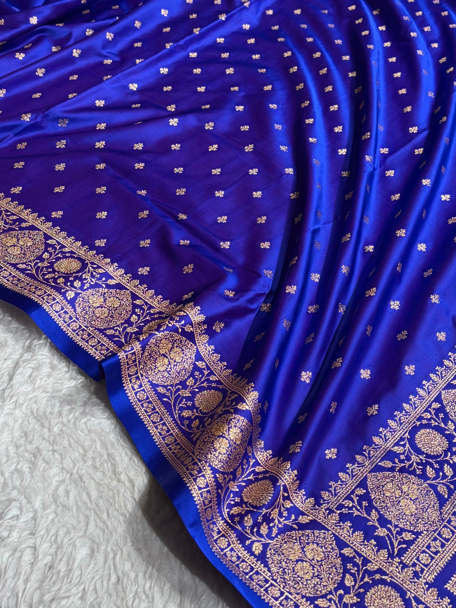 Banarasi Satin Katan Saree With Boota in Royal Purple Shades SK117