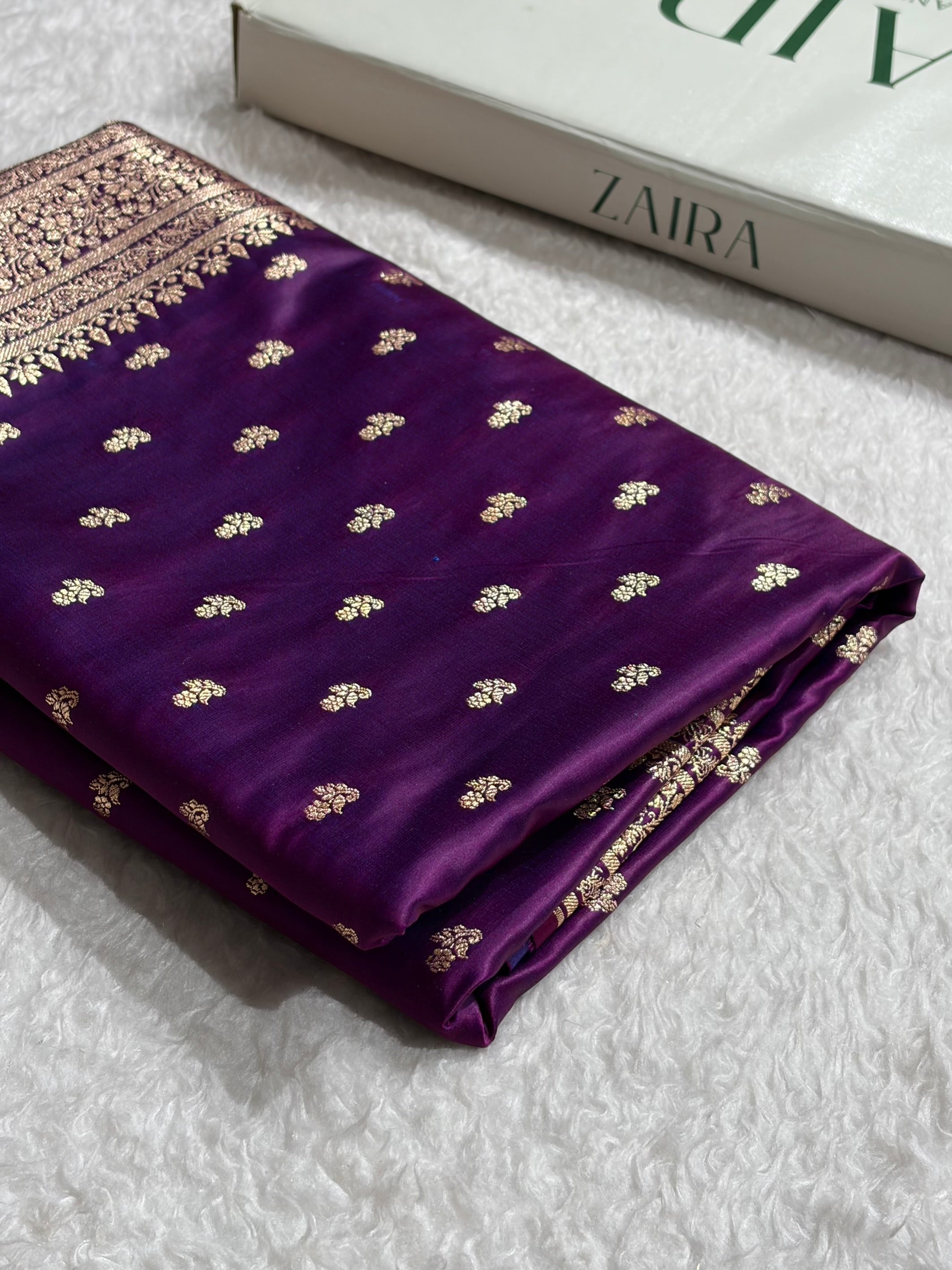 Banarasi Satin Katan Saree With Boota in Cross Wine Shades SK89