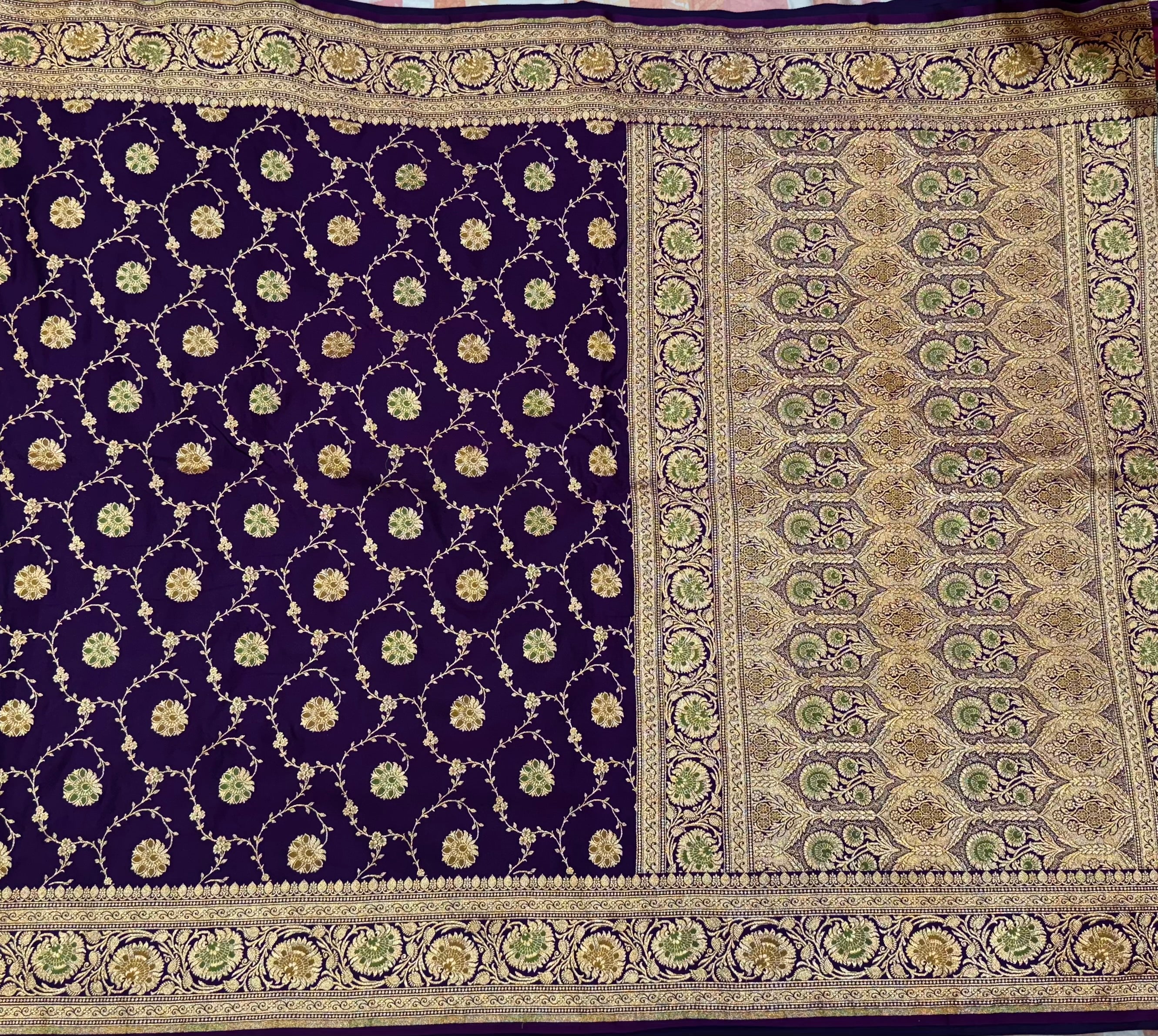 Purple Minakari Jaal Mashru Silk Saree