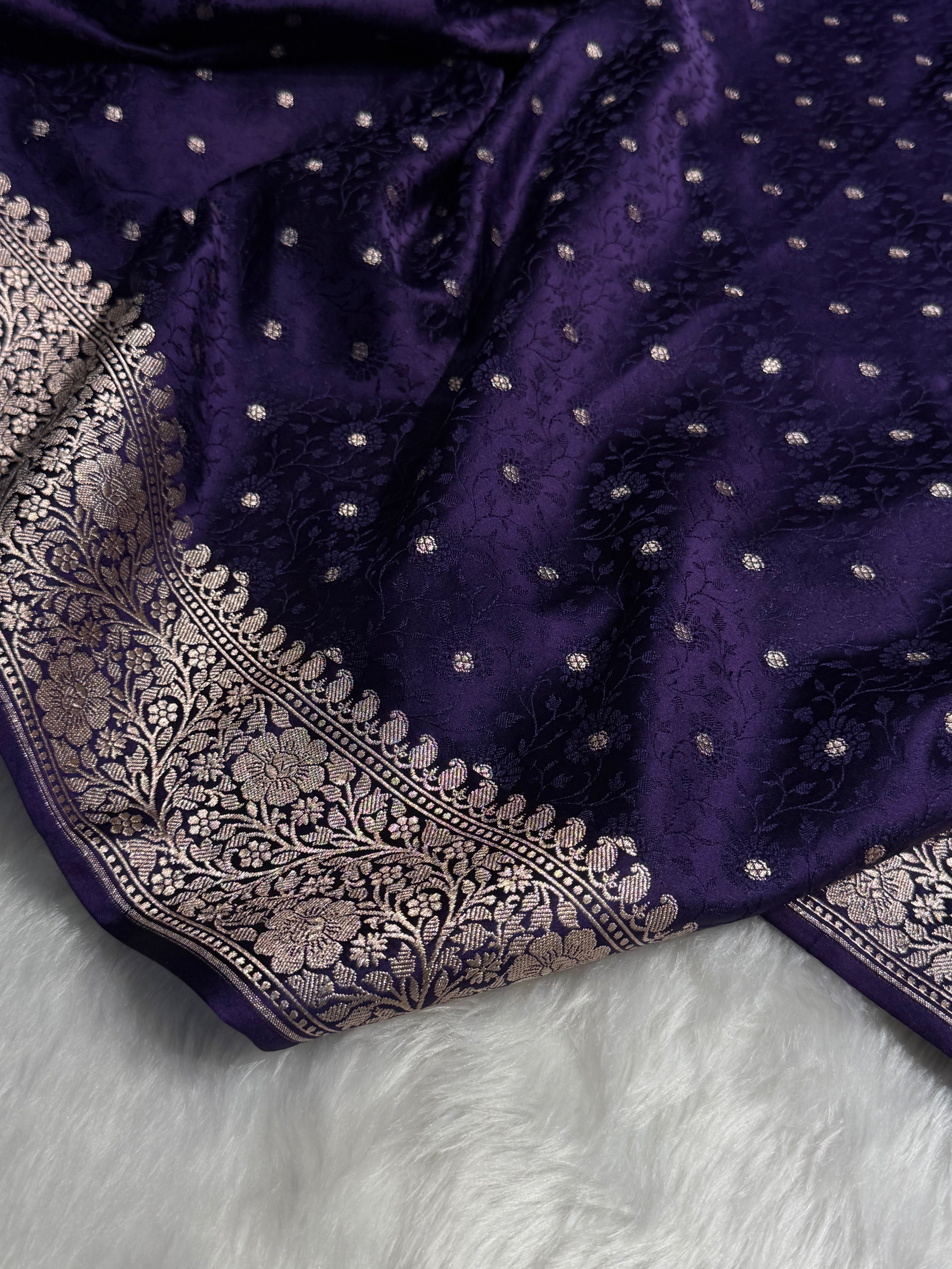 Purple Shades Booti Tanchoi Mashru Silk Saree