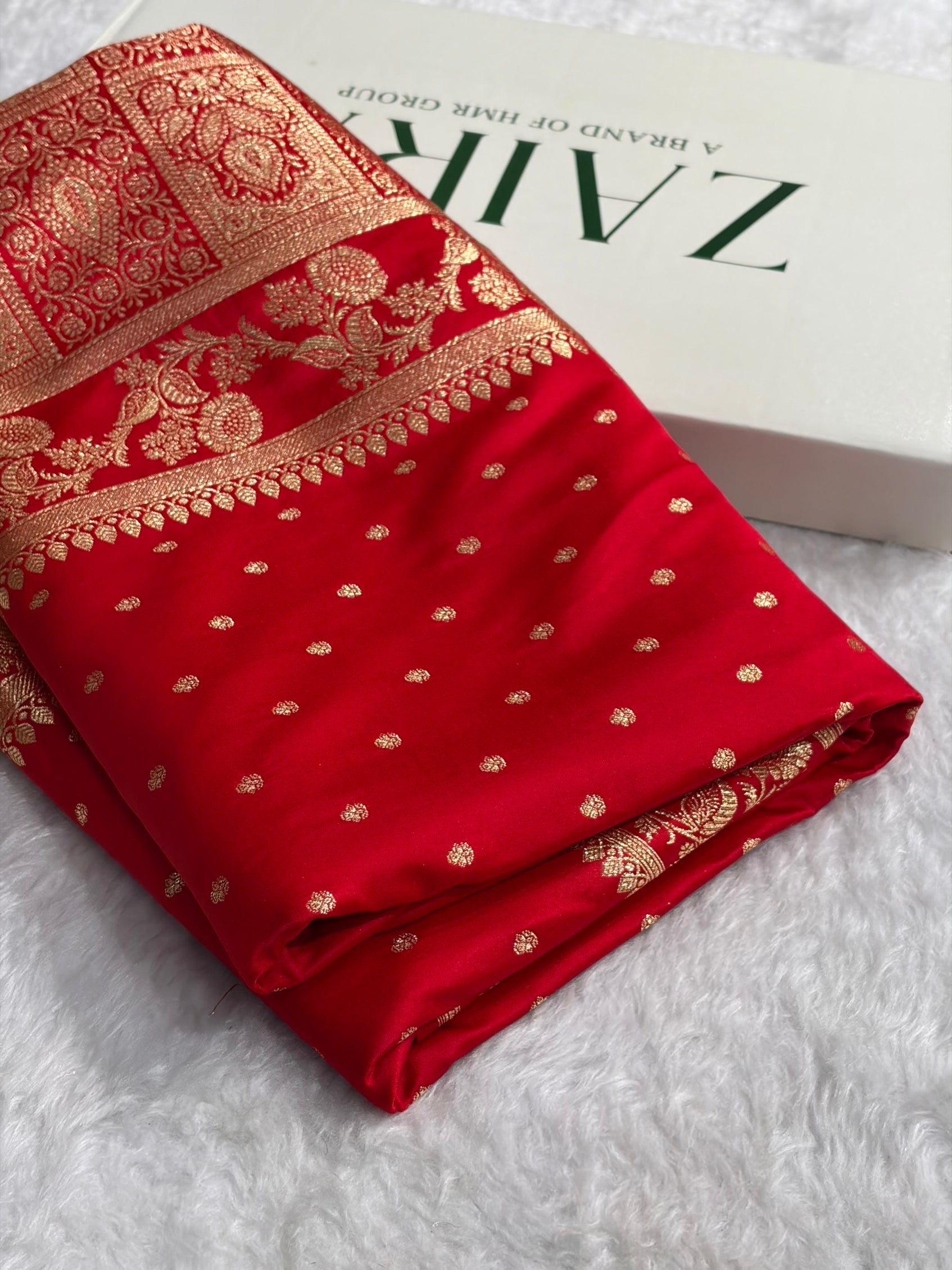 Banarasi Satin Katan Saree With Boota in Red Shades SK107