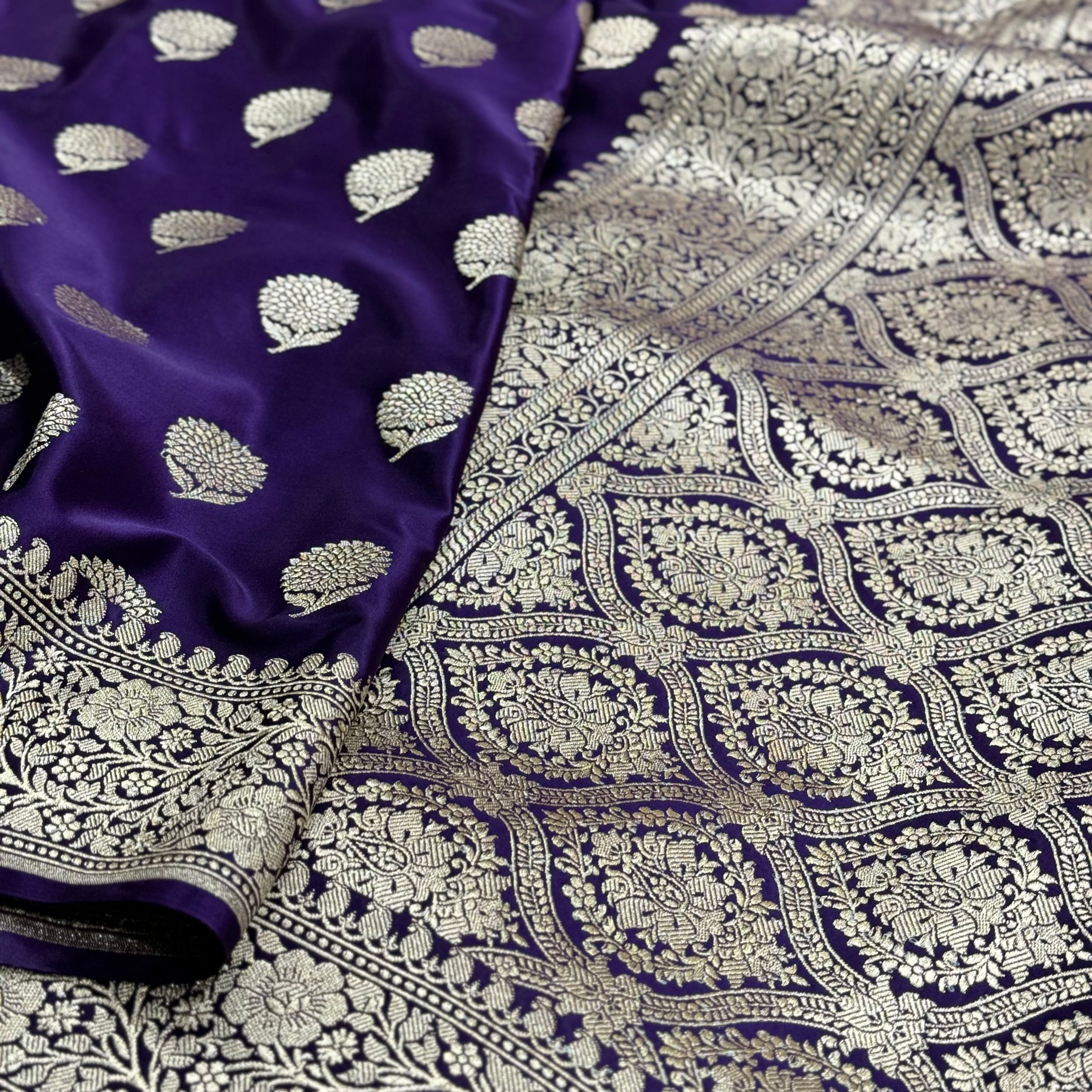 Purple Tree Boota Mashru Silk Saree