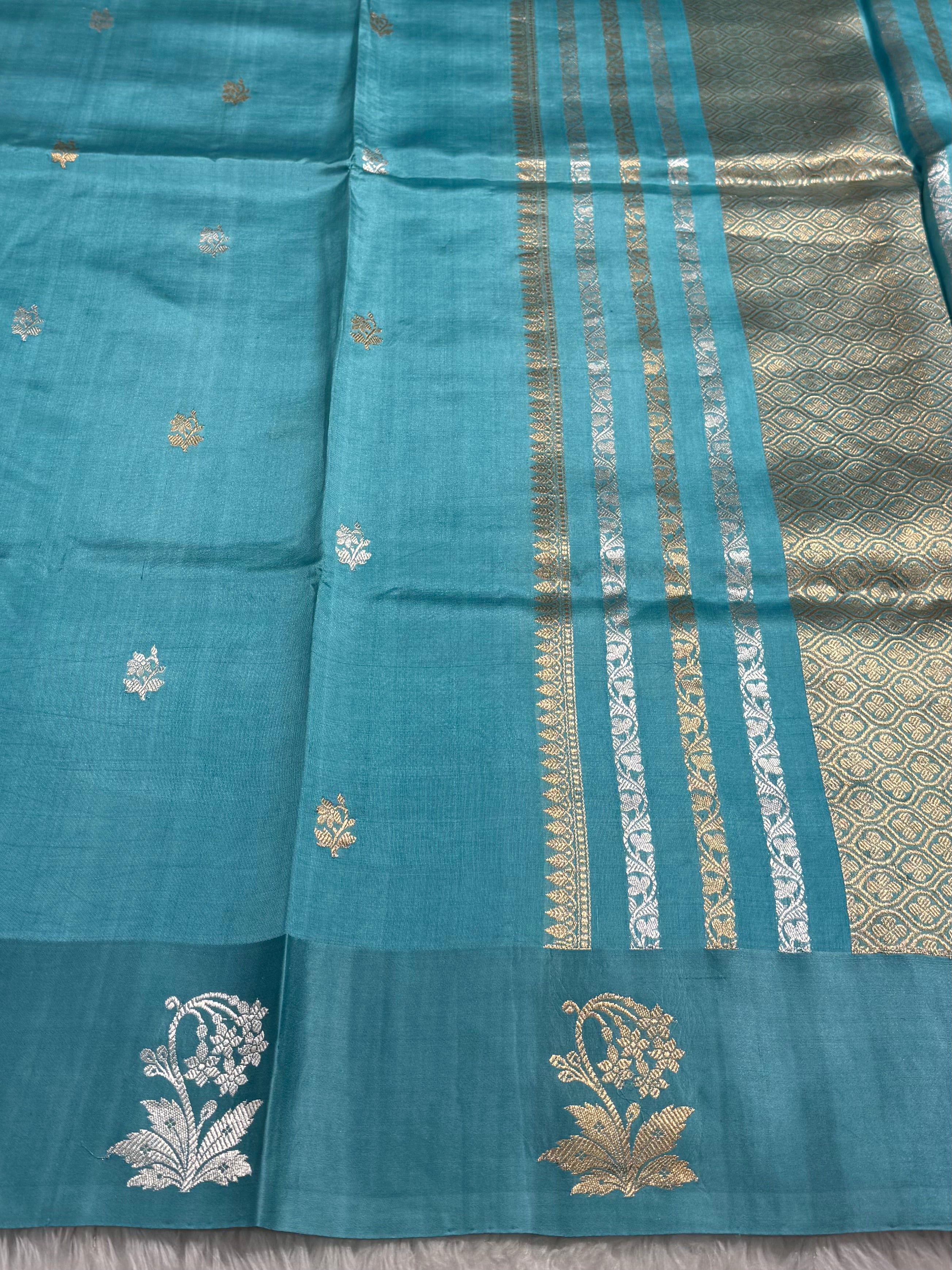 Aquatic Blue Handwoven Paper Mango Silk